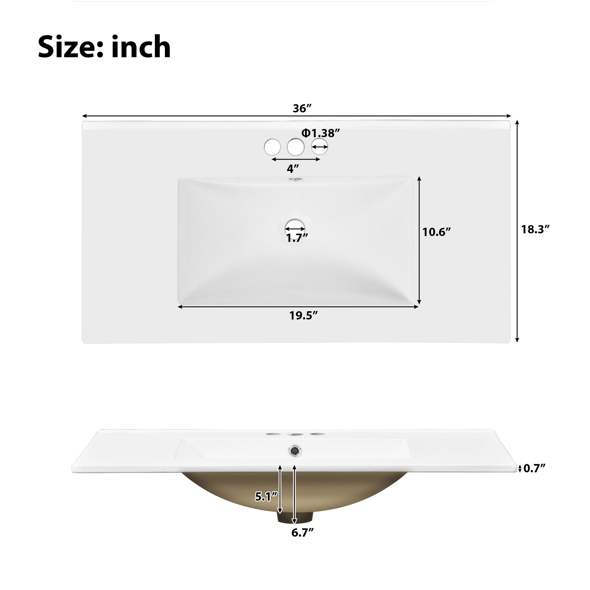 Bathroom Vanity With Sink, Soft Close Doors, 4 Storage Drawers