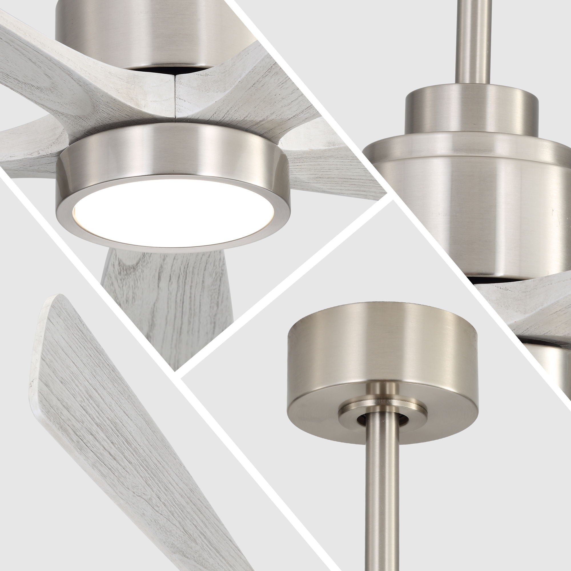 Ultra Quiet Reversible Ceiling Fan With Light Dimmable LED For Large Room - Brushed Nickel