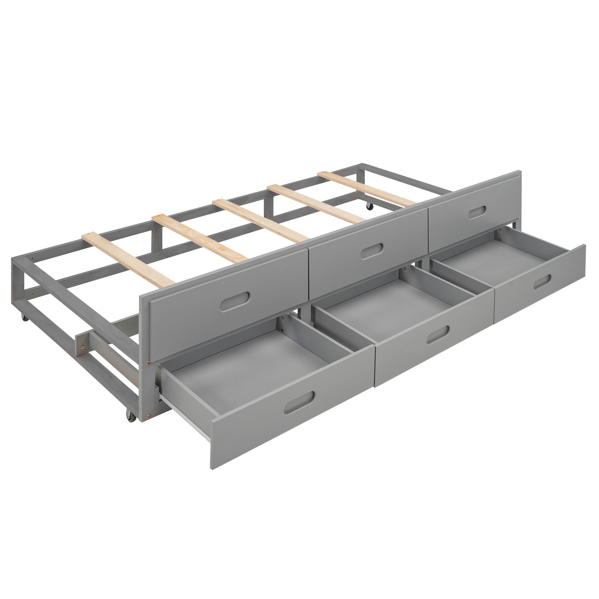 Platform Bed With Storage Headboard, USB, Trundle And 3 Drawers