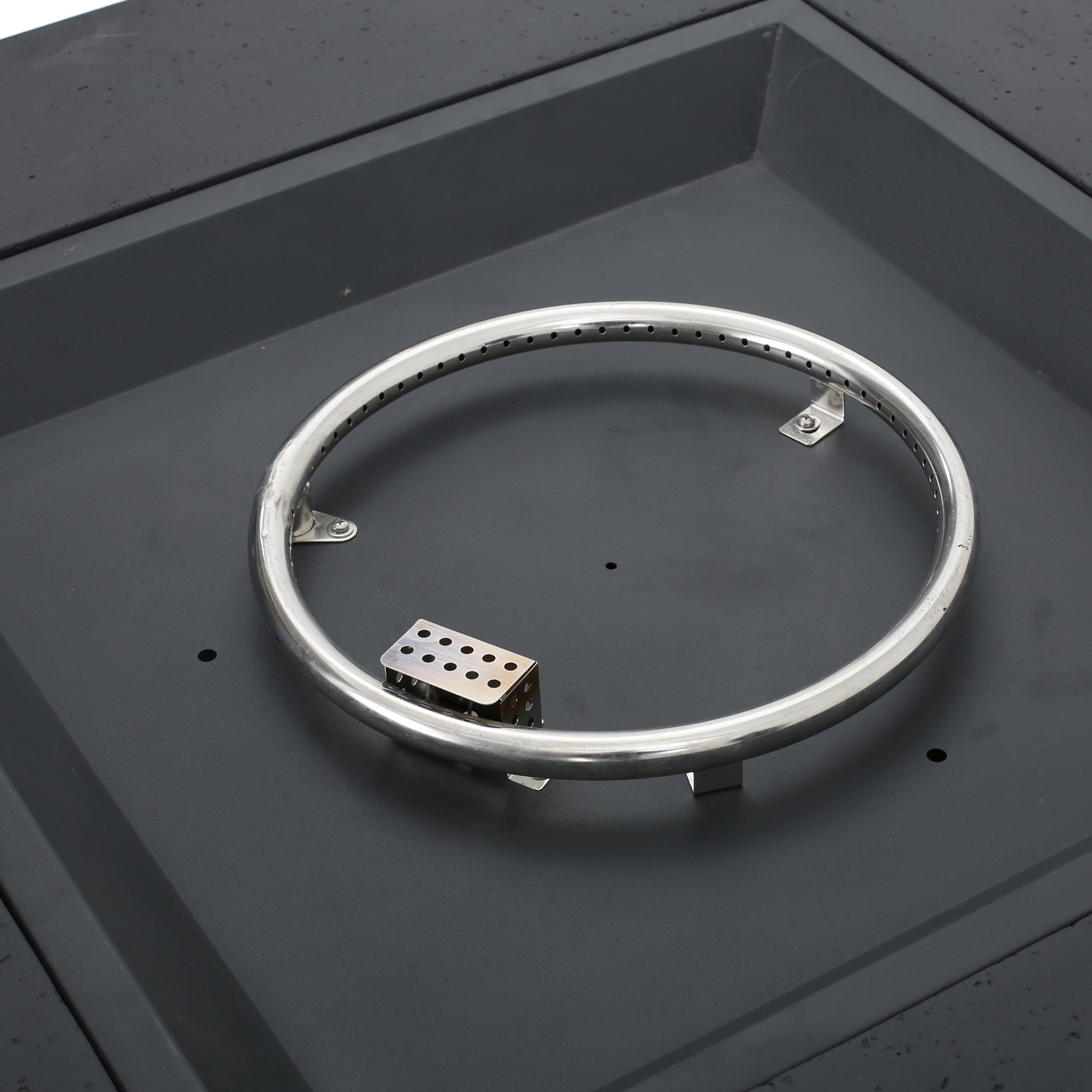 Modern 50,000 BTU Square MgO Fire Table with Propane Tank in Dark Grey