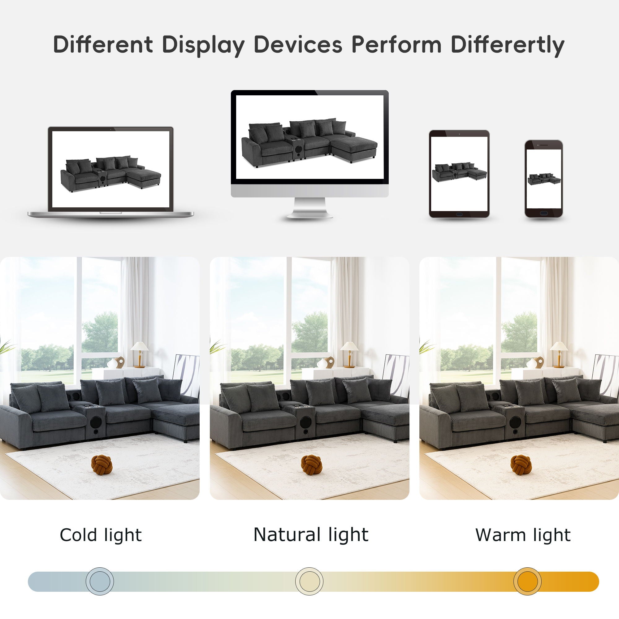 Sectional With Bluetooth Speakers L Shaped Couch With Console USB Charger, Cup Holders Storage Ottoman Deep And Wide Seat Cloud Sofa - Best Buy Furniture