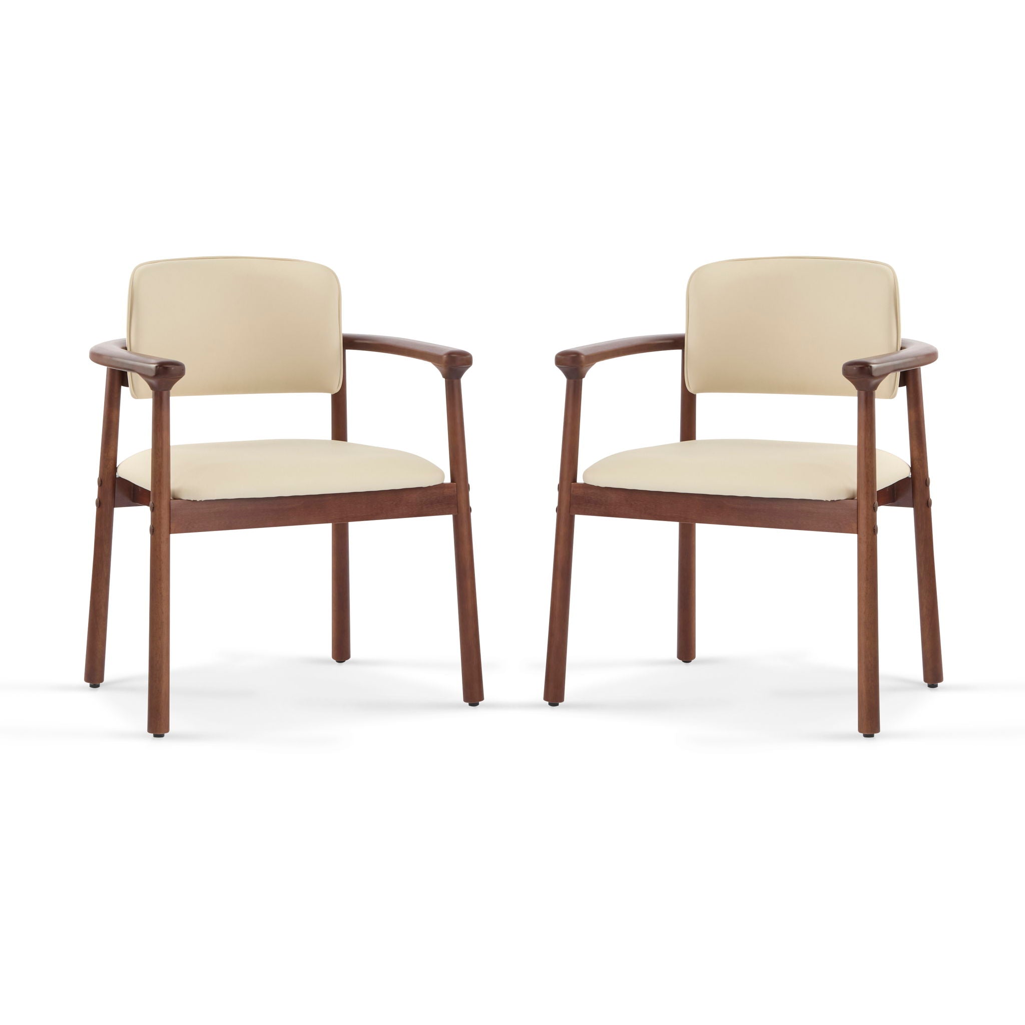 Dining Room Chairs, Ideal For Home & Kitchen (Set of 2) - Beige / Dark Walnut