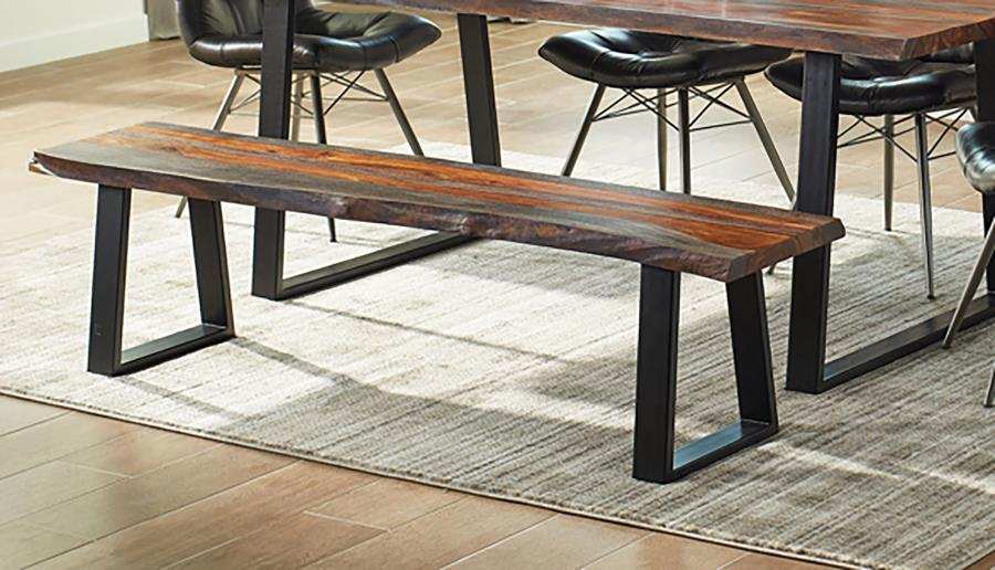 Ditman - Live Edge Wood Dining Bench - Gray Sheesham