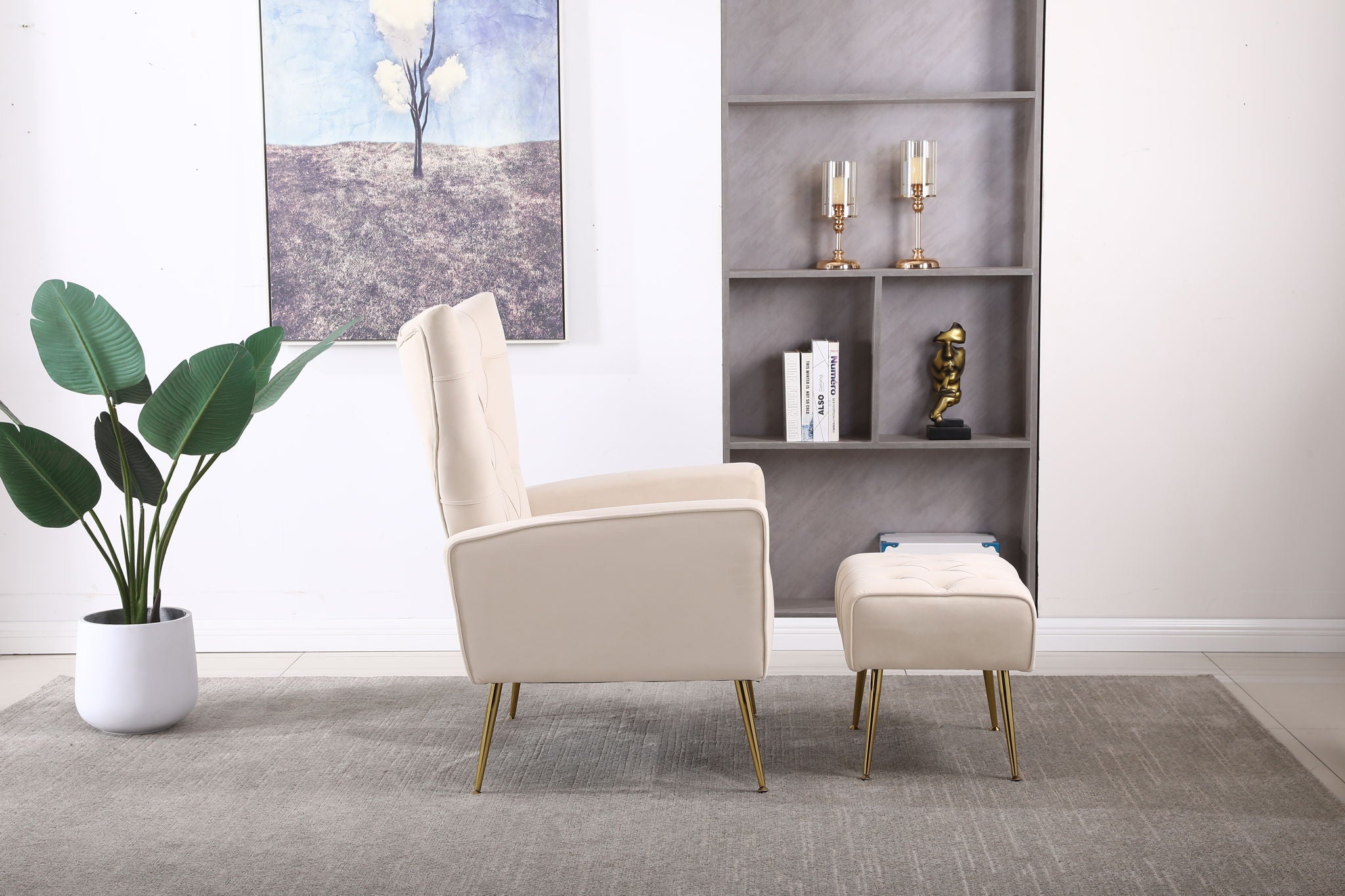 Accent Chair With Ottoman, Comfy Armchair For Living Room