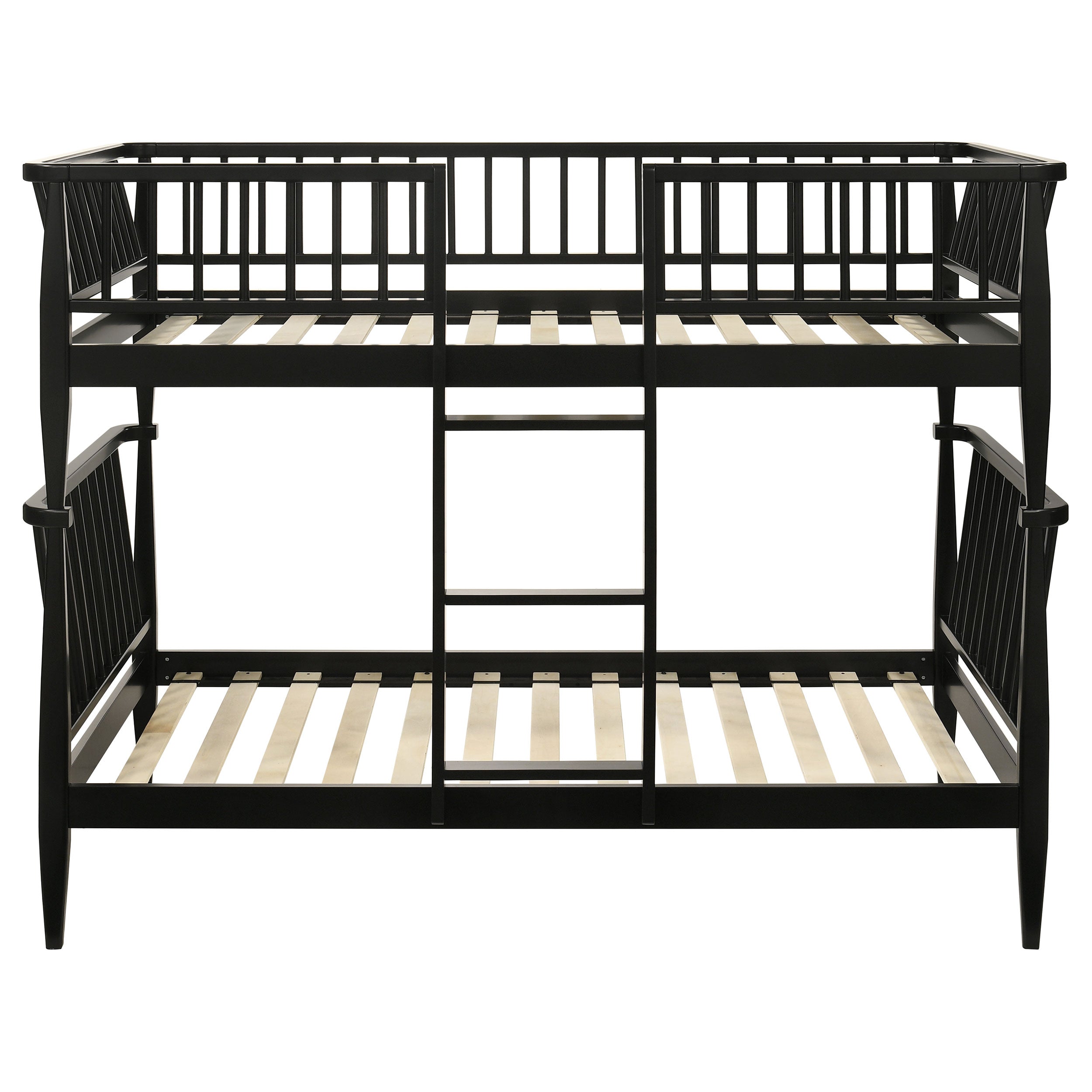 Abram Windsor Twin Over Twin Wood Bunk Bed with Ladder Black-