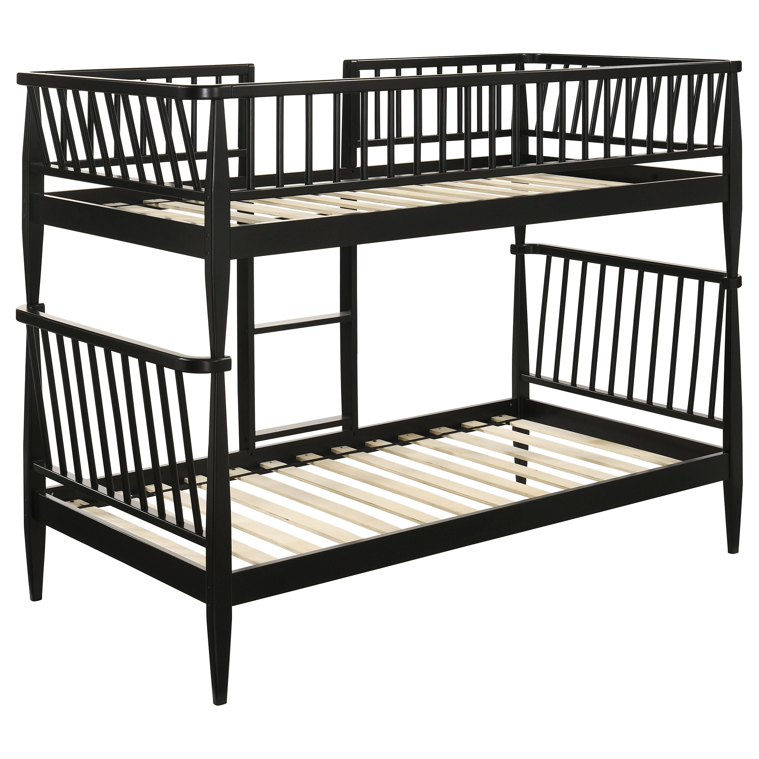Abram Windsor Twin Over Twin Wood Bunk Bed with Ladder Black-