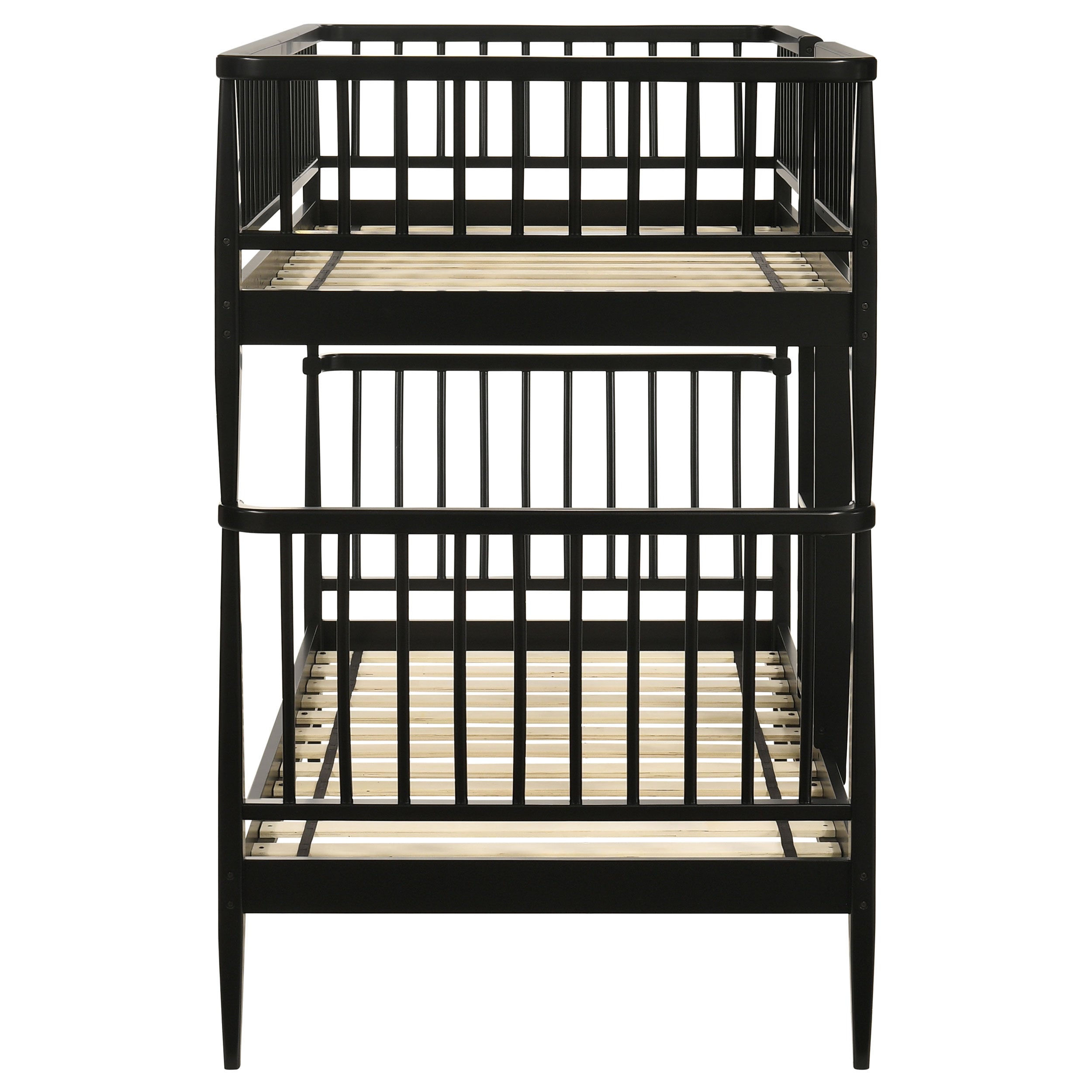 Abram Windsor Twin Over Twin Wood Bunk Bed with Ladder Black-