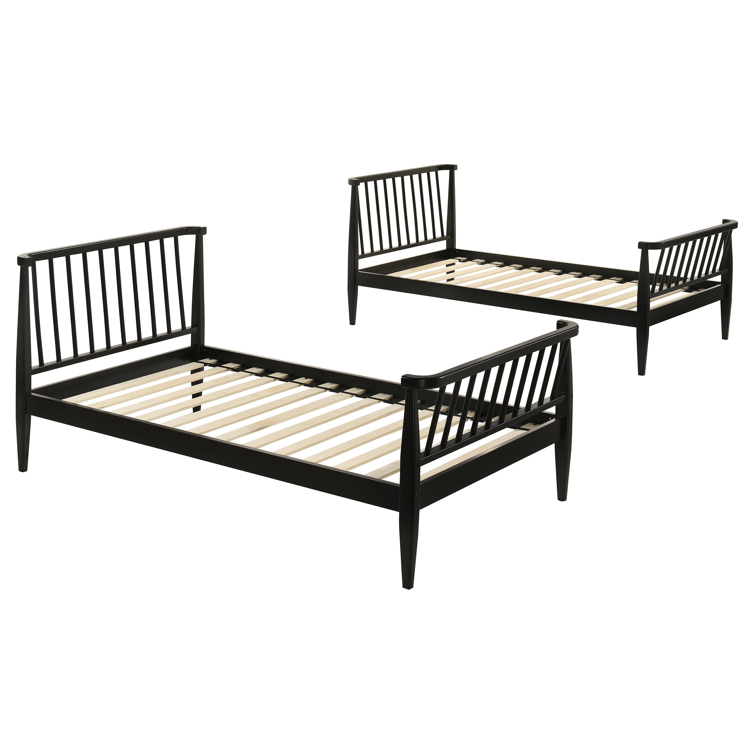 Abram Windsor Twin Over Twin Wood Bunk Bed with Ladder Black-
