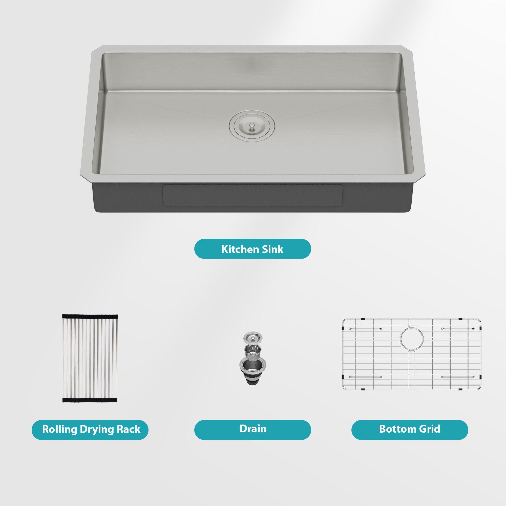 Ada-Compliant 27" Undermount Sink, Low Depth Single Bowl - Brushed Nickel