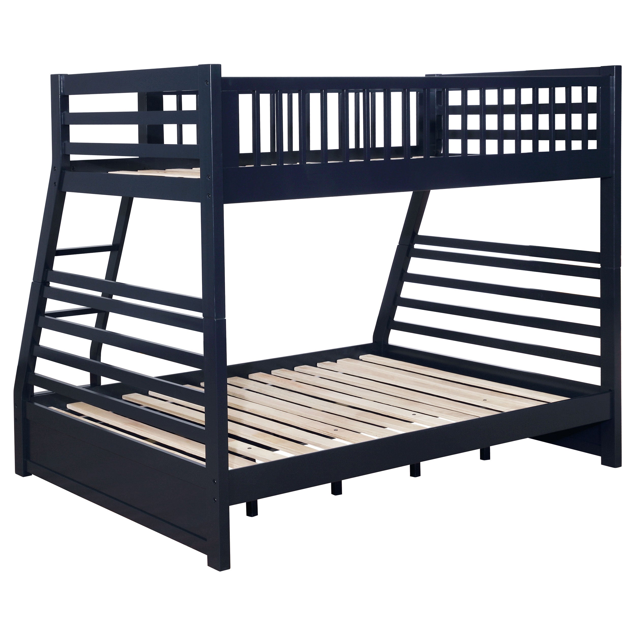 Ashton 2-drawer Wood Twin Over Full Bunk Bed Navy Blue-CoasterEssence
