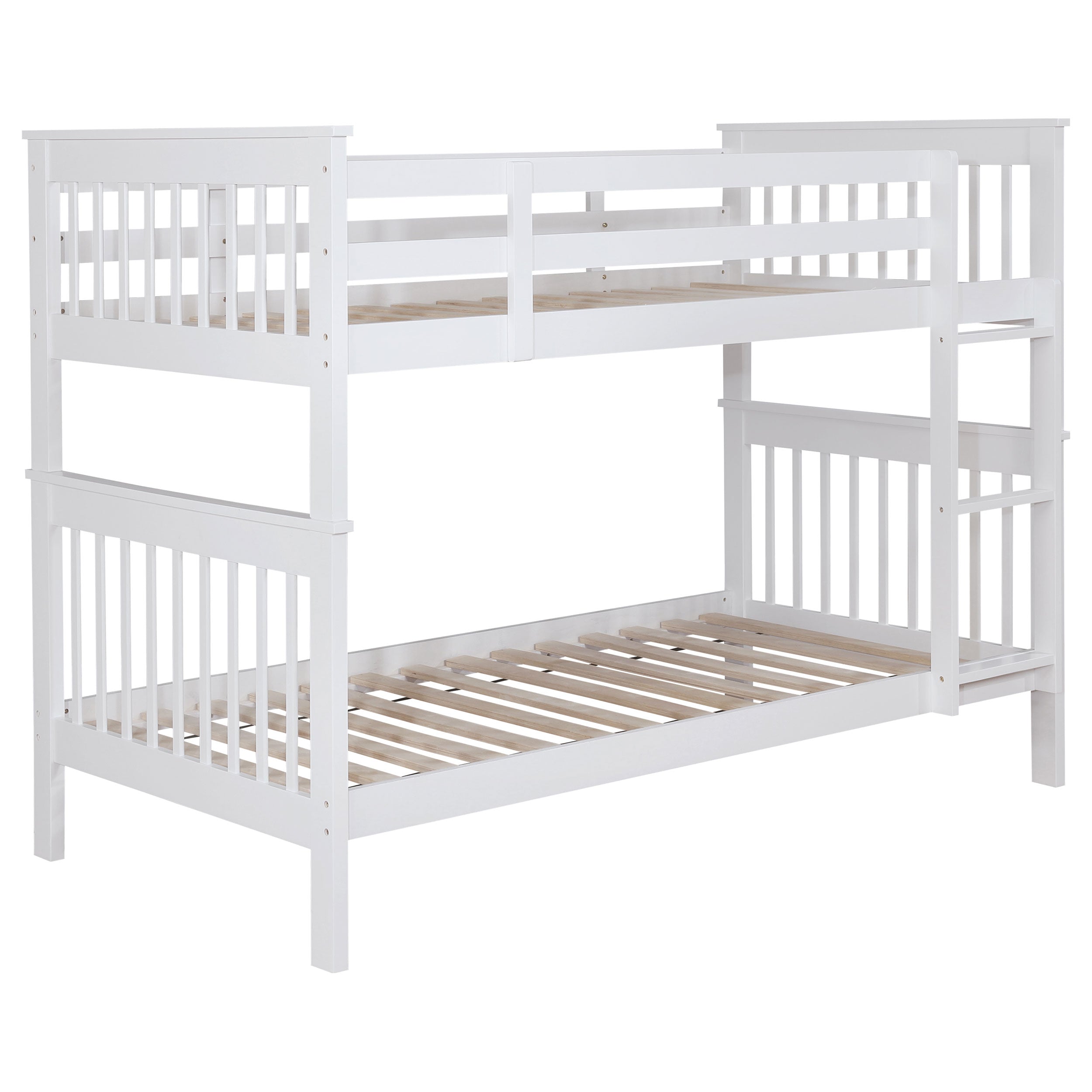 Chapman Wood Twin Over Twin Bunk Bed with Mattress White-