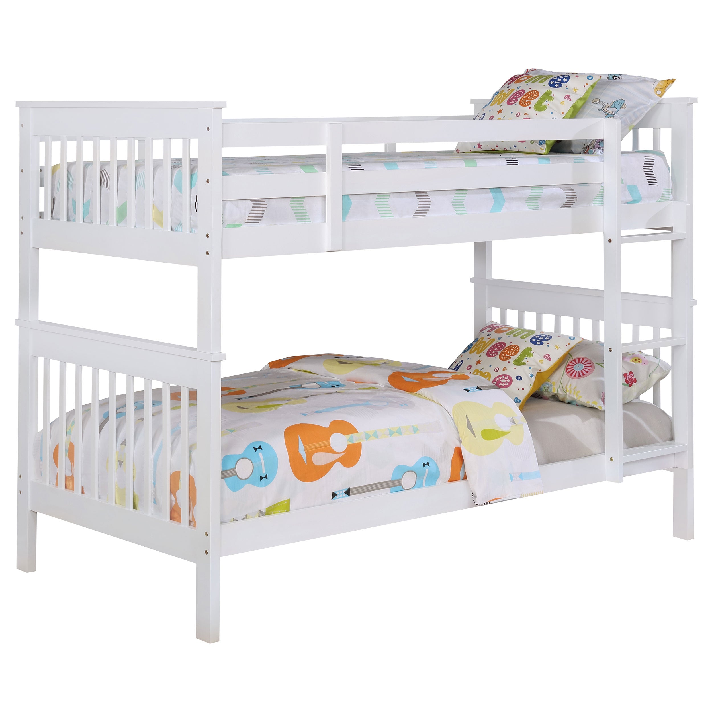 Chapman Wood Twin Over Twin Bunk Bed White-CoasterEveryday