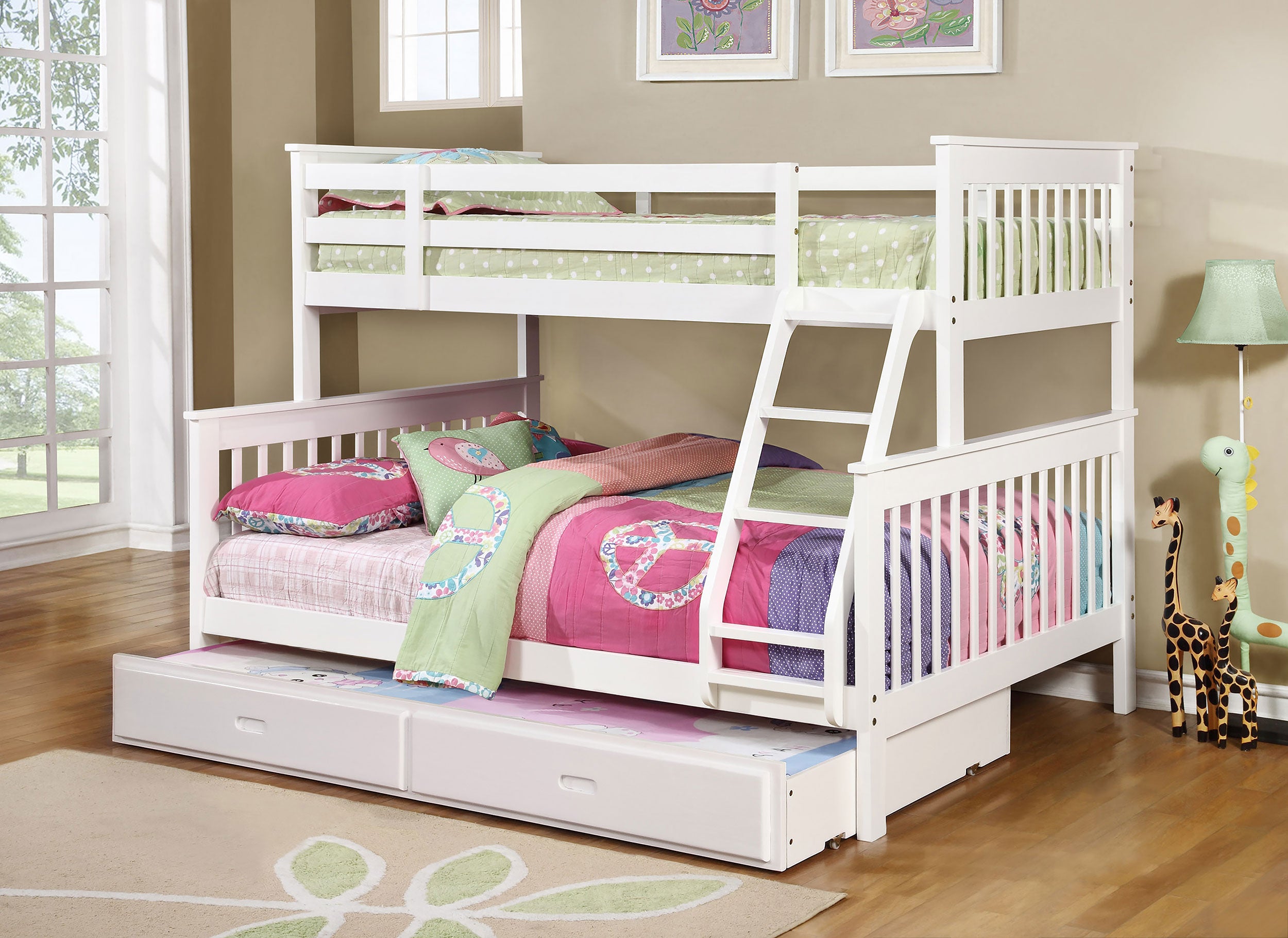 Chapman Wood Twin Over Full Bunk Bed White-CoasterEveryday
