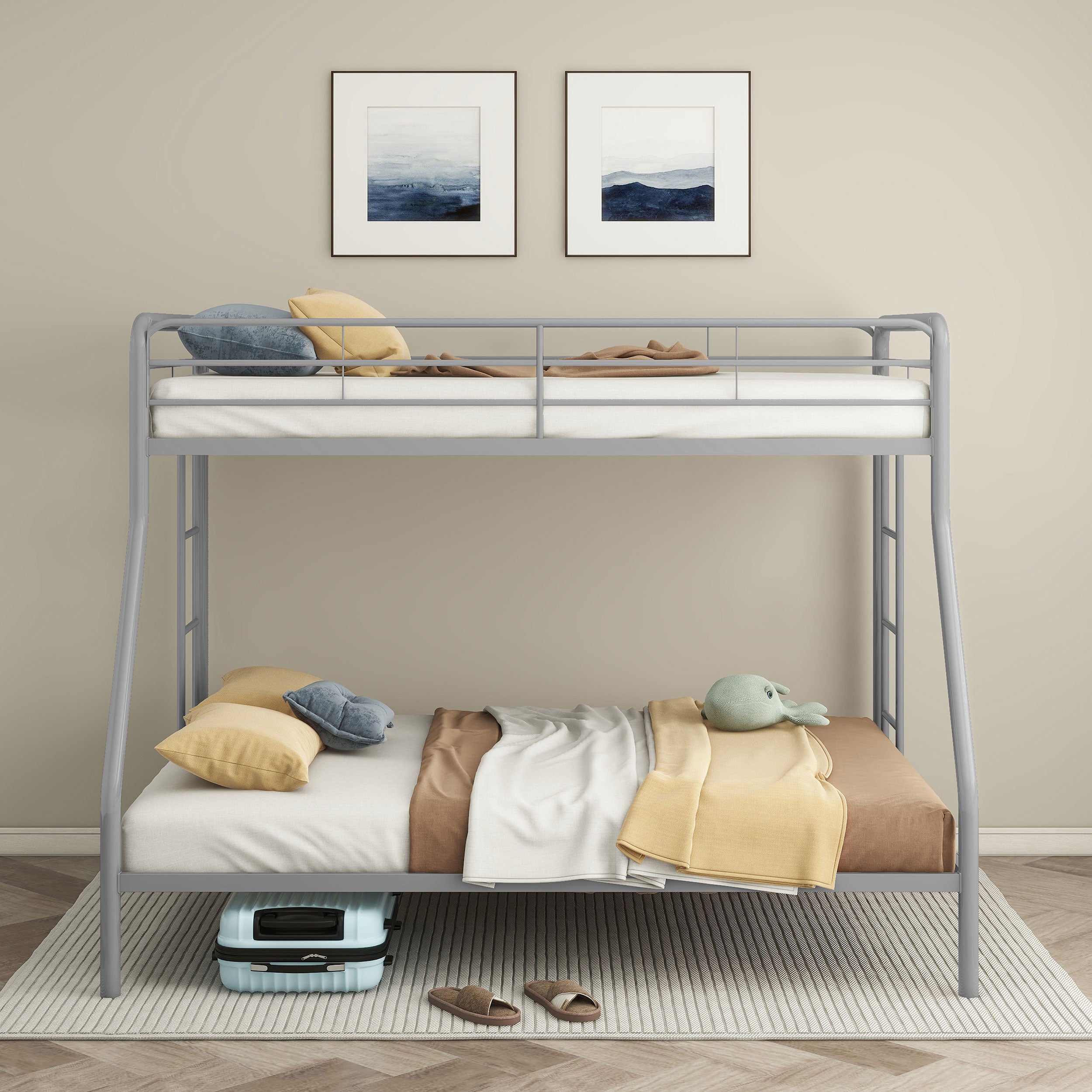 Carson Metal Twin Over Full Bunk Bed Glossy Silver-