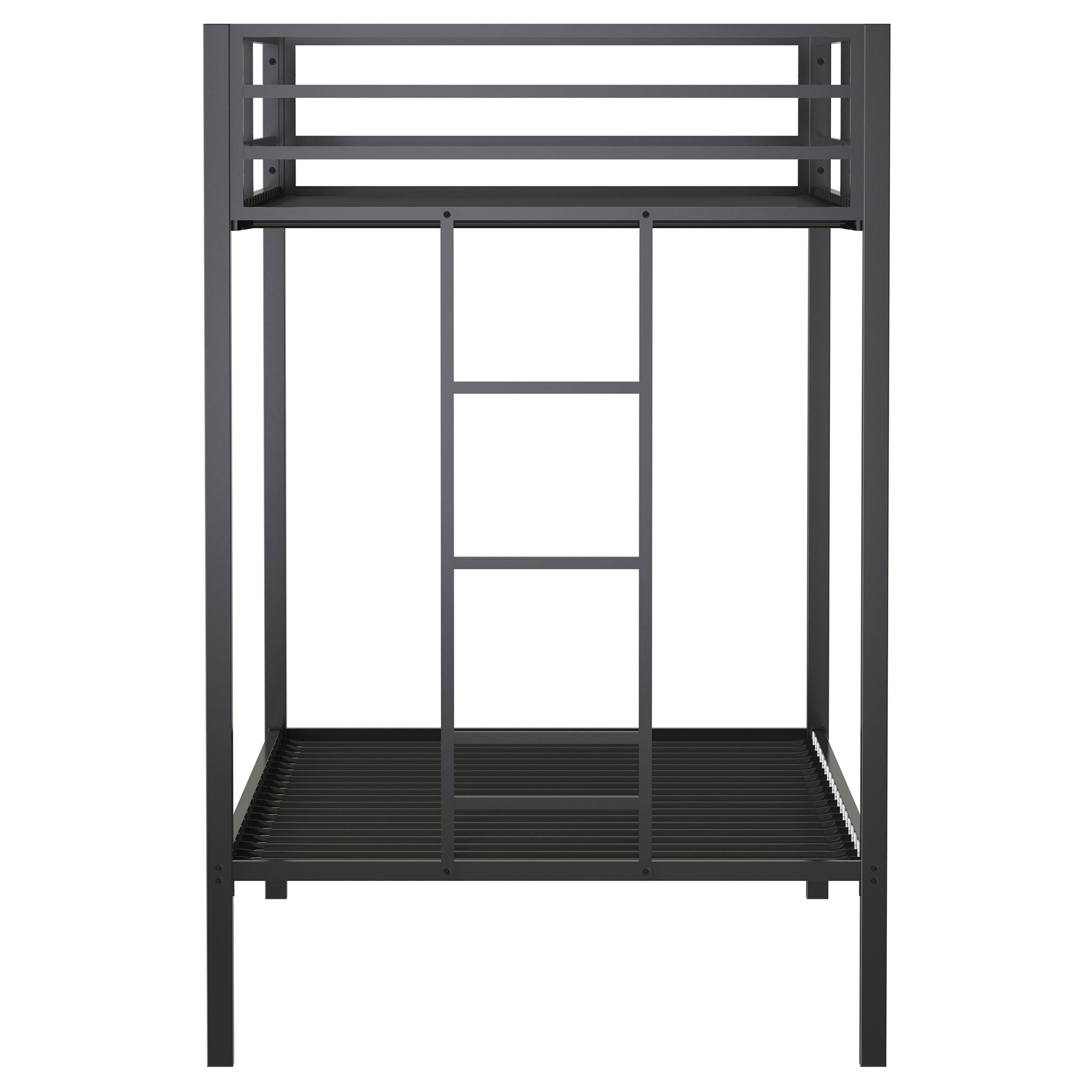 Alevera Metal Twin Over Twin Bunk Bed with Ladder Black-