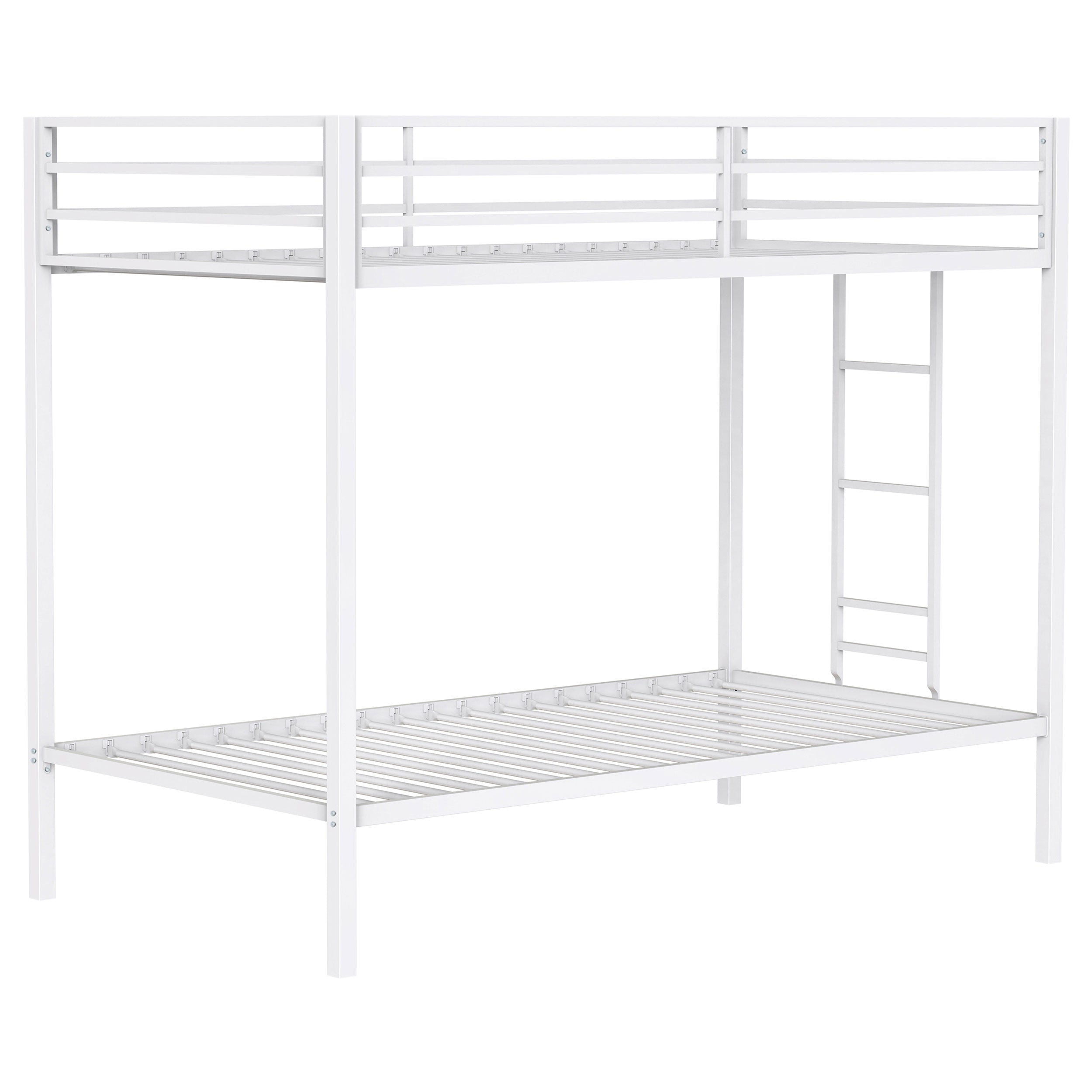 Alevera Metal Twin Over Twin Bunk Bed with Ladder White-