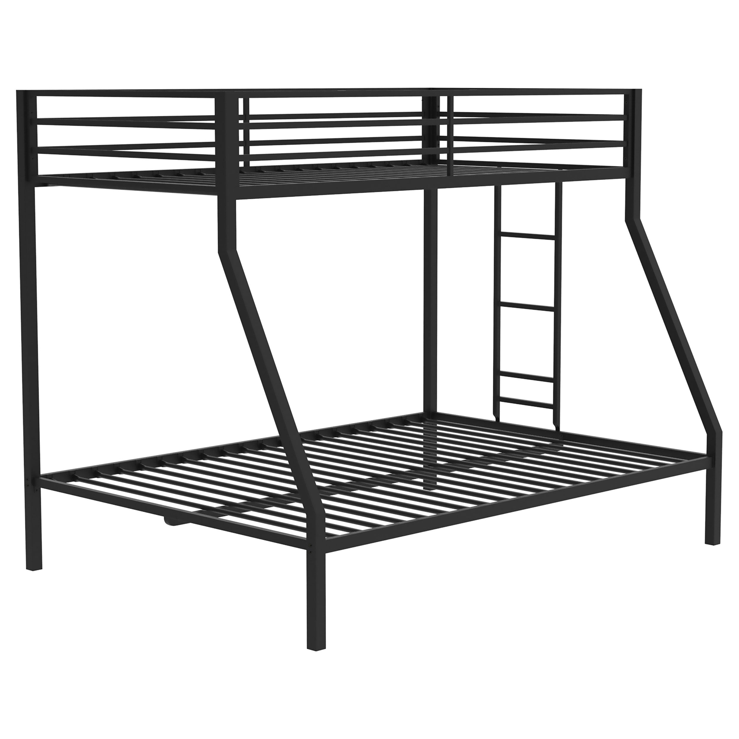 Alevera Metal Twin Over Full Bunk Bed with Ladder Black-