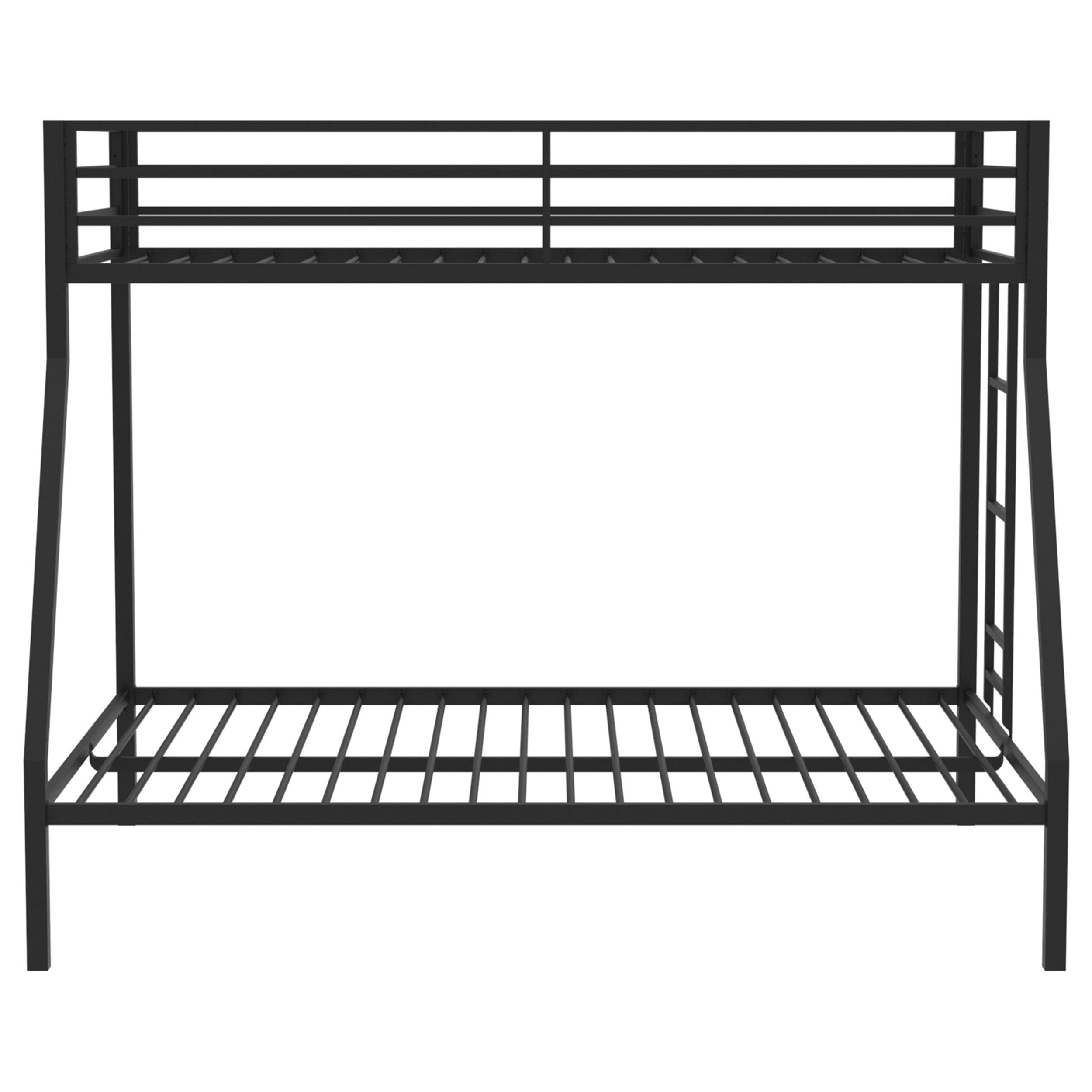 Alevera Metal Twin Over Full Bunk Bed with Ladder Black-