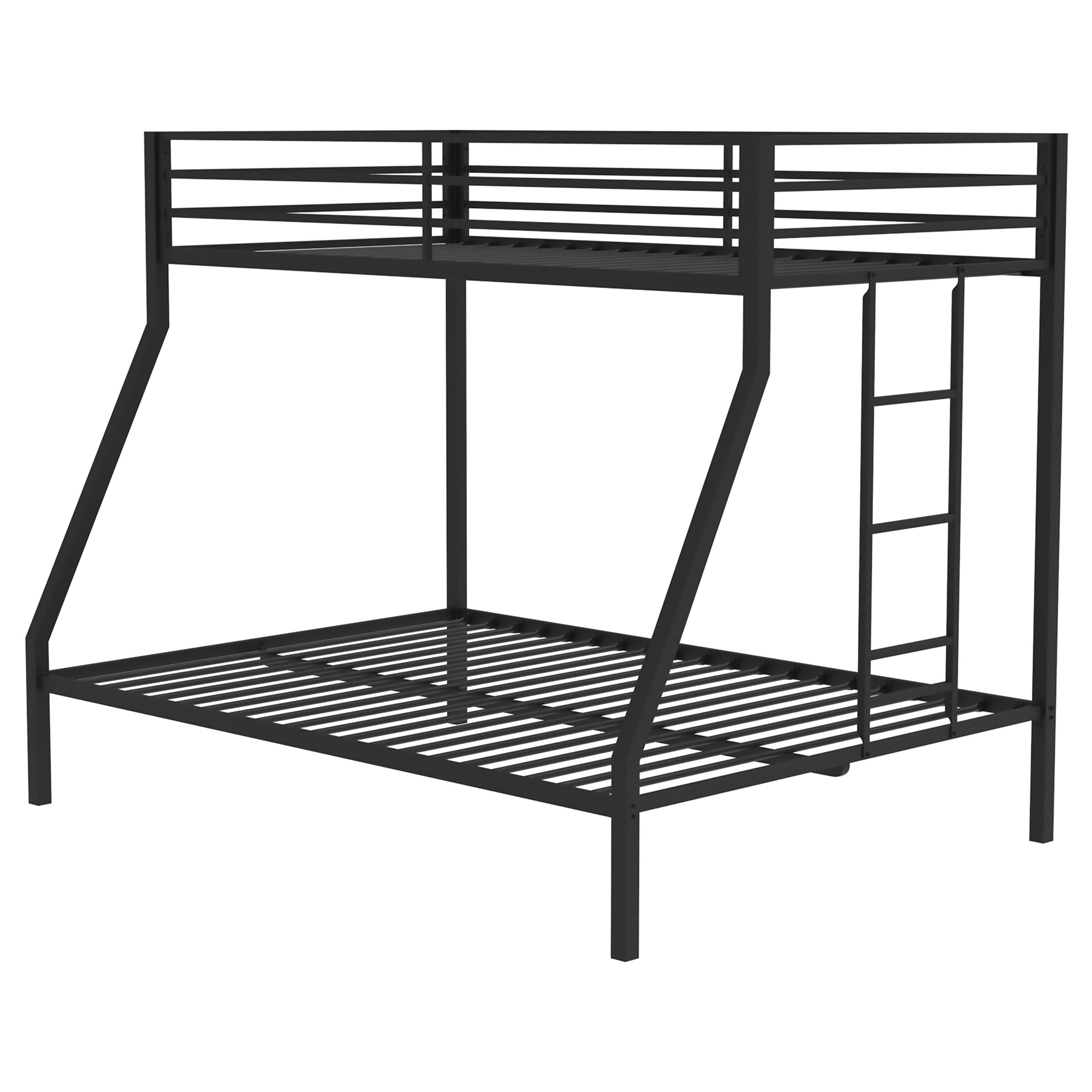 Alevera Metal Twin Over Full Bunk Bed with Ladder Black-