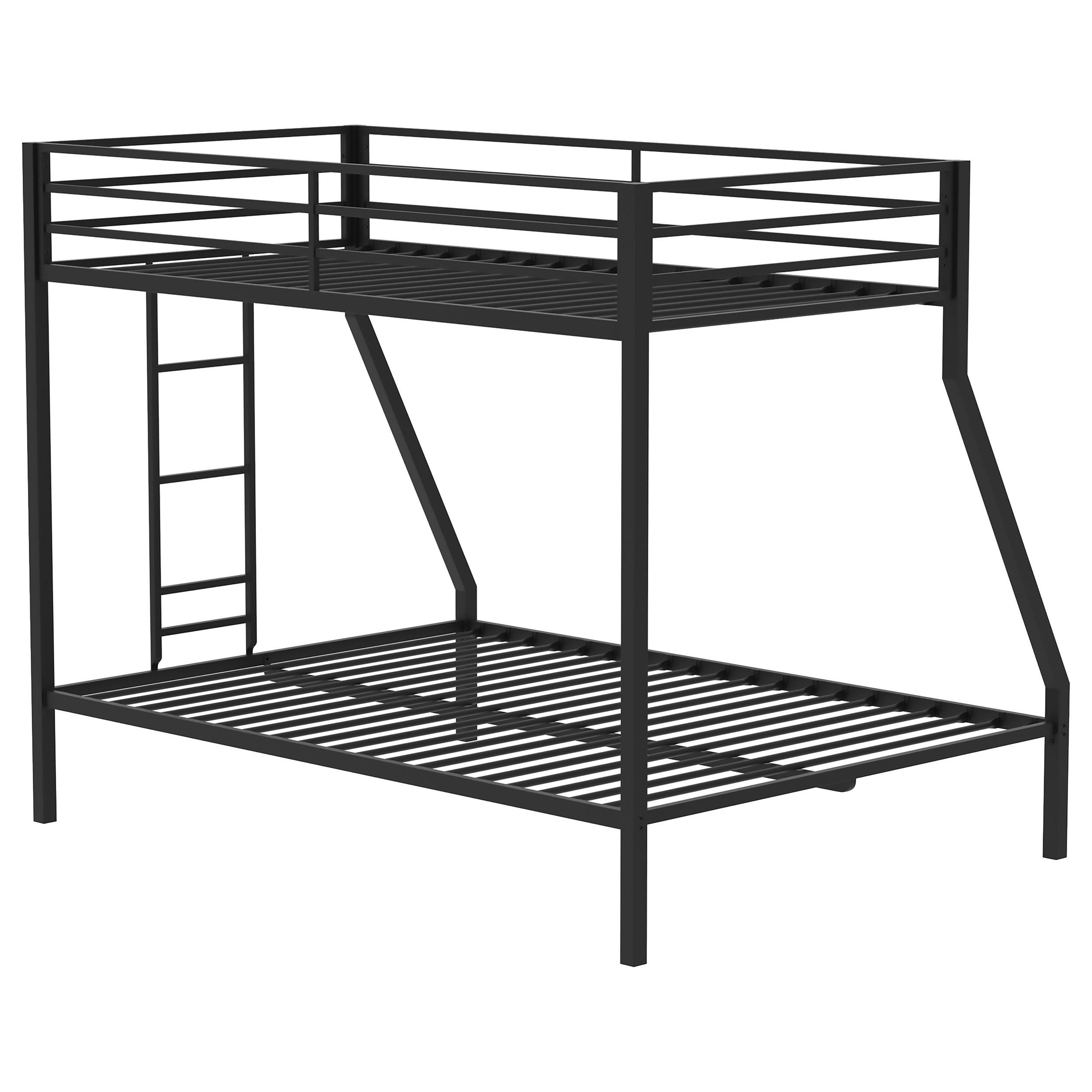 Alevera Metal Twin Over Full Bunk Bed with Ladder Black-