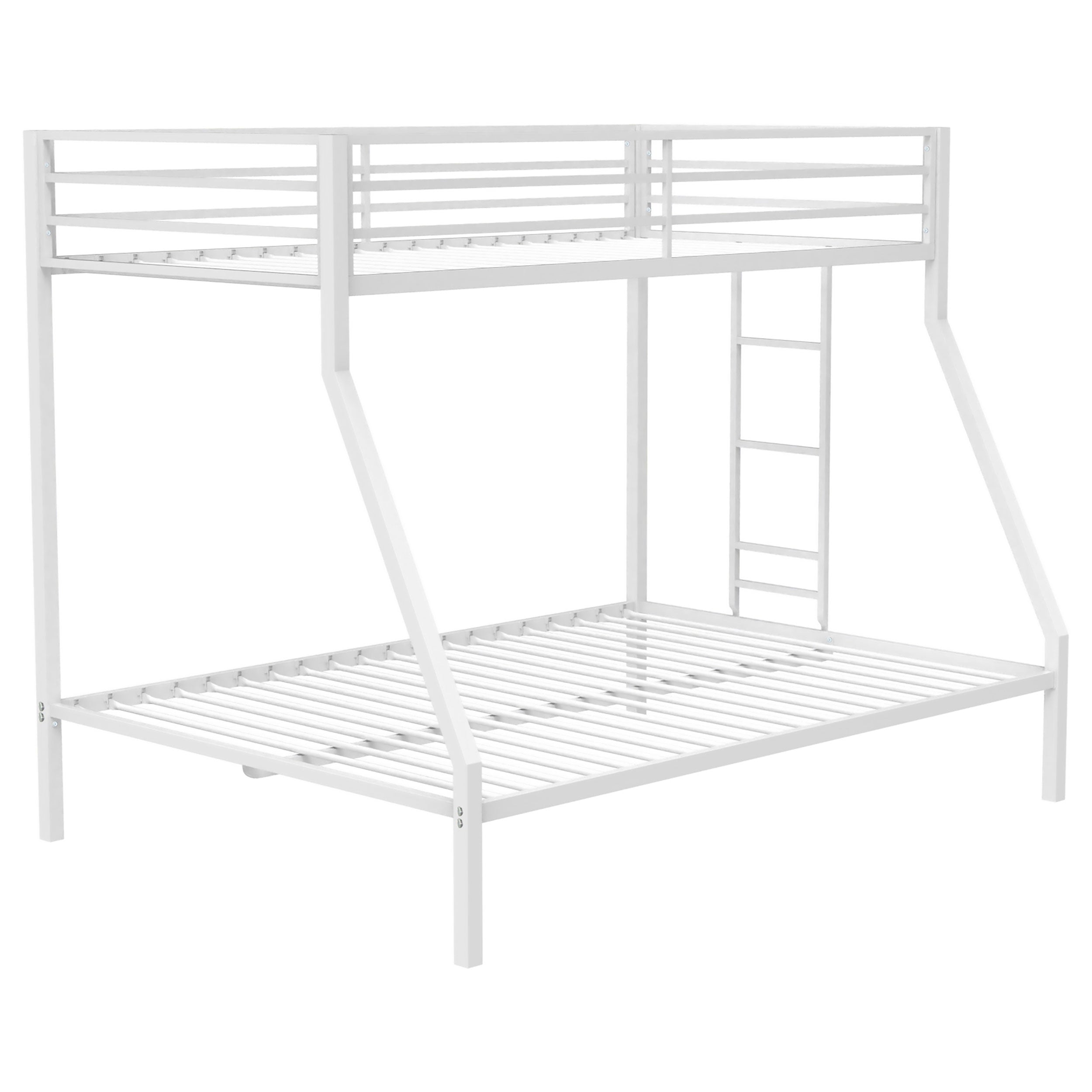 Alevera Metal Twin Over Full Bunk Bed with Ladder White-