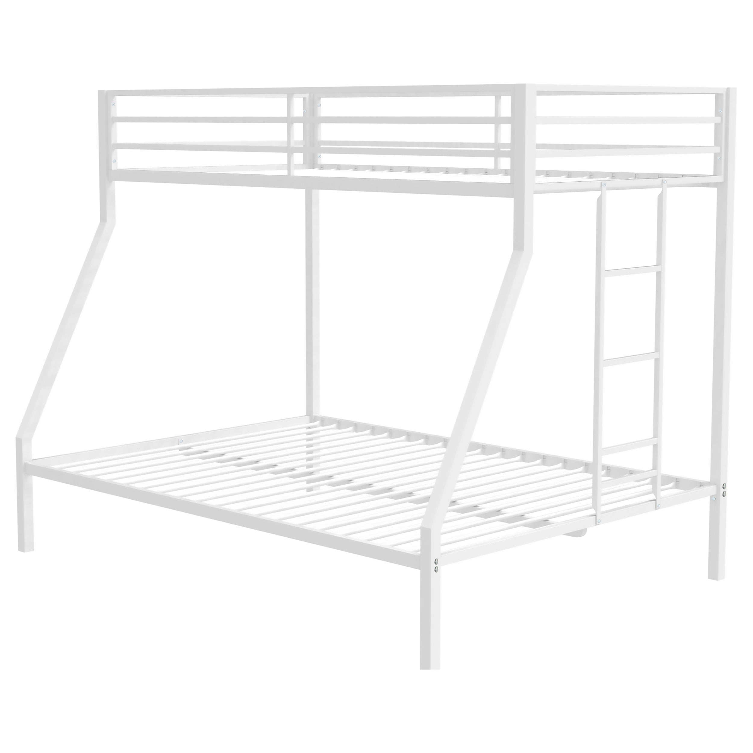 Alevera Metal Twin Over Full Bunk Bed with Ladder White-