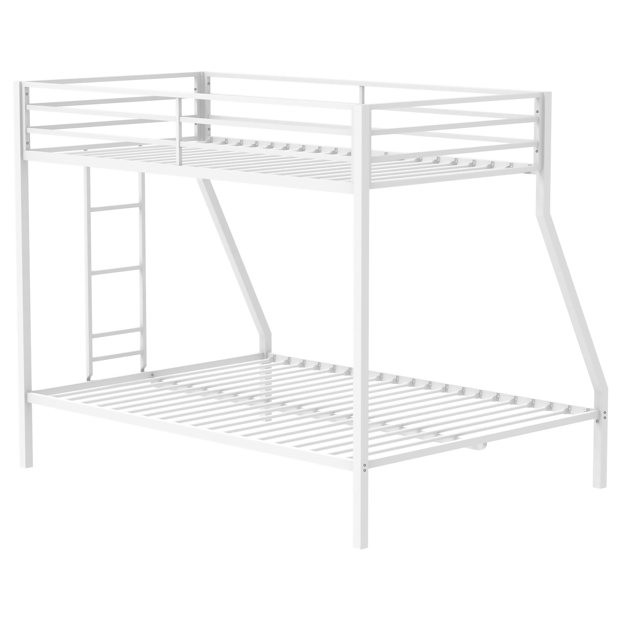 Alevera Metal Twin Over Full Bunk Bed with Ladder White-