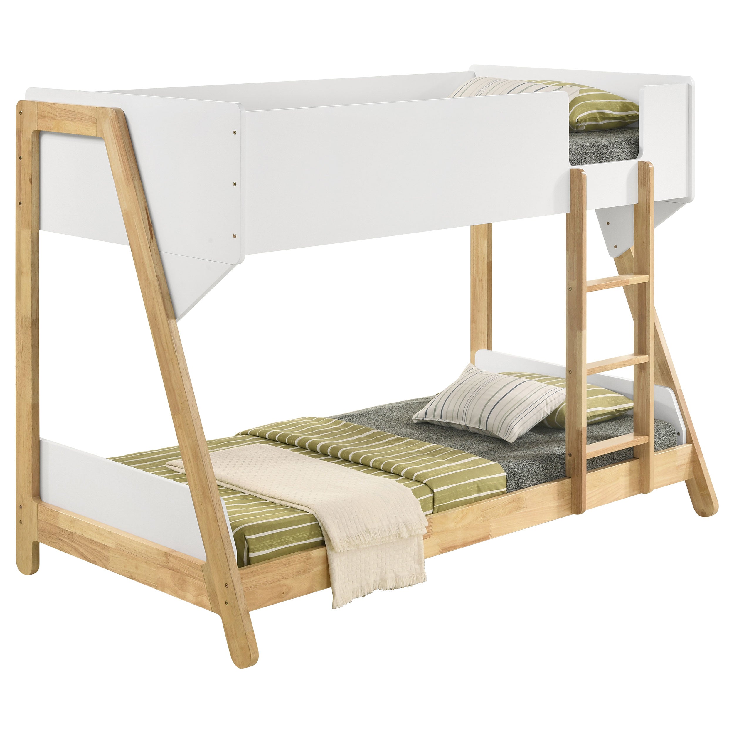 Wyatt Wood Twin Over Twin Bunk Bed White and Natural -