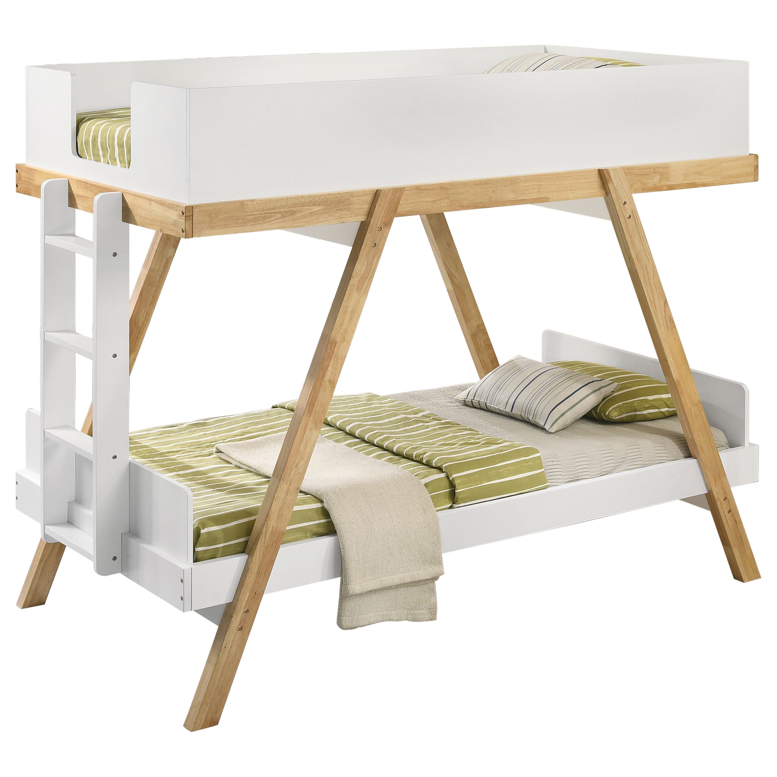 Frankie Twin Over Twin Bunk Bed with 7-inch Mattresses White-