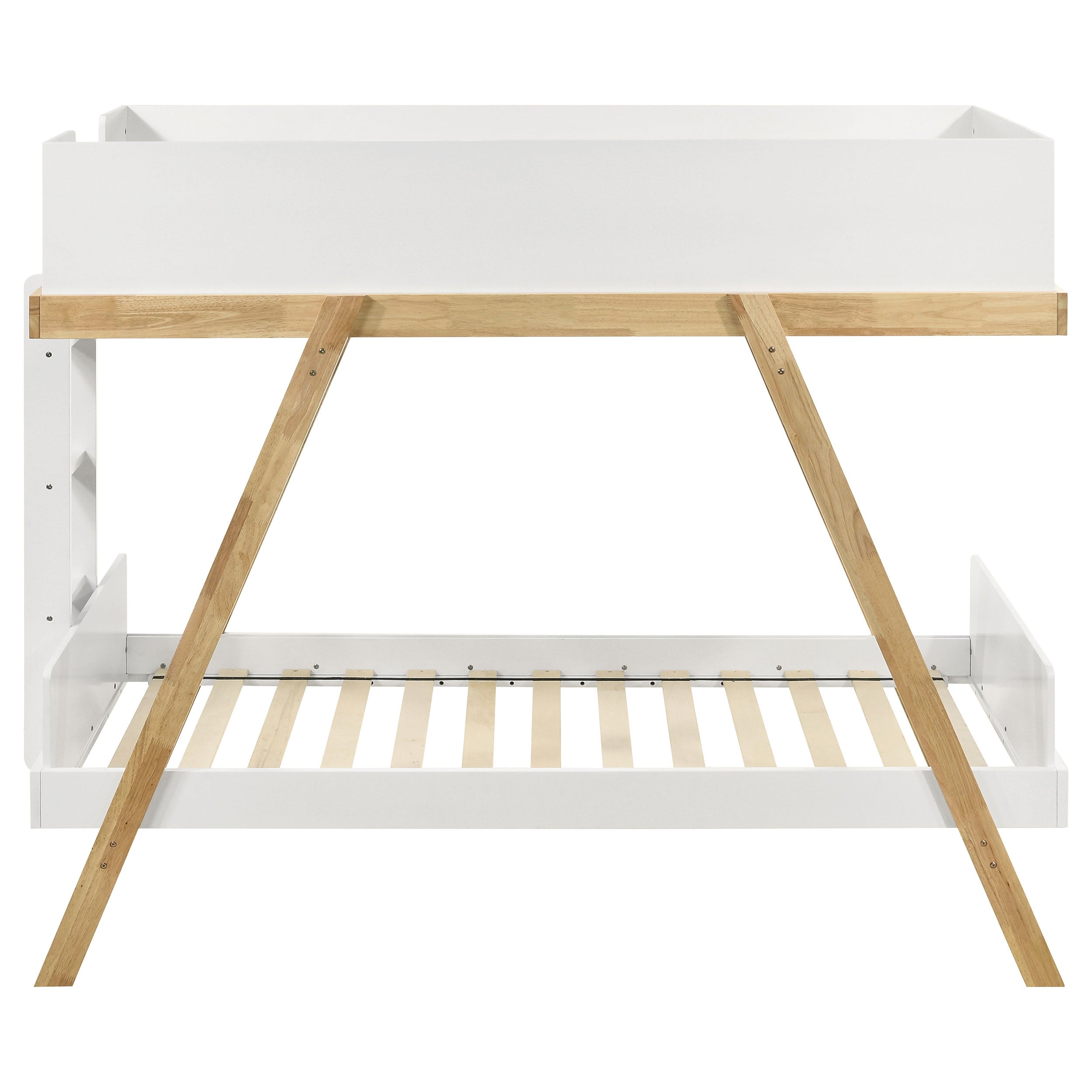 Frankie Wood Twin Over Twin Bunk Bed White and Natural-