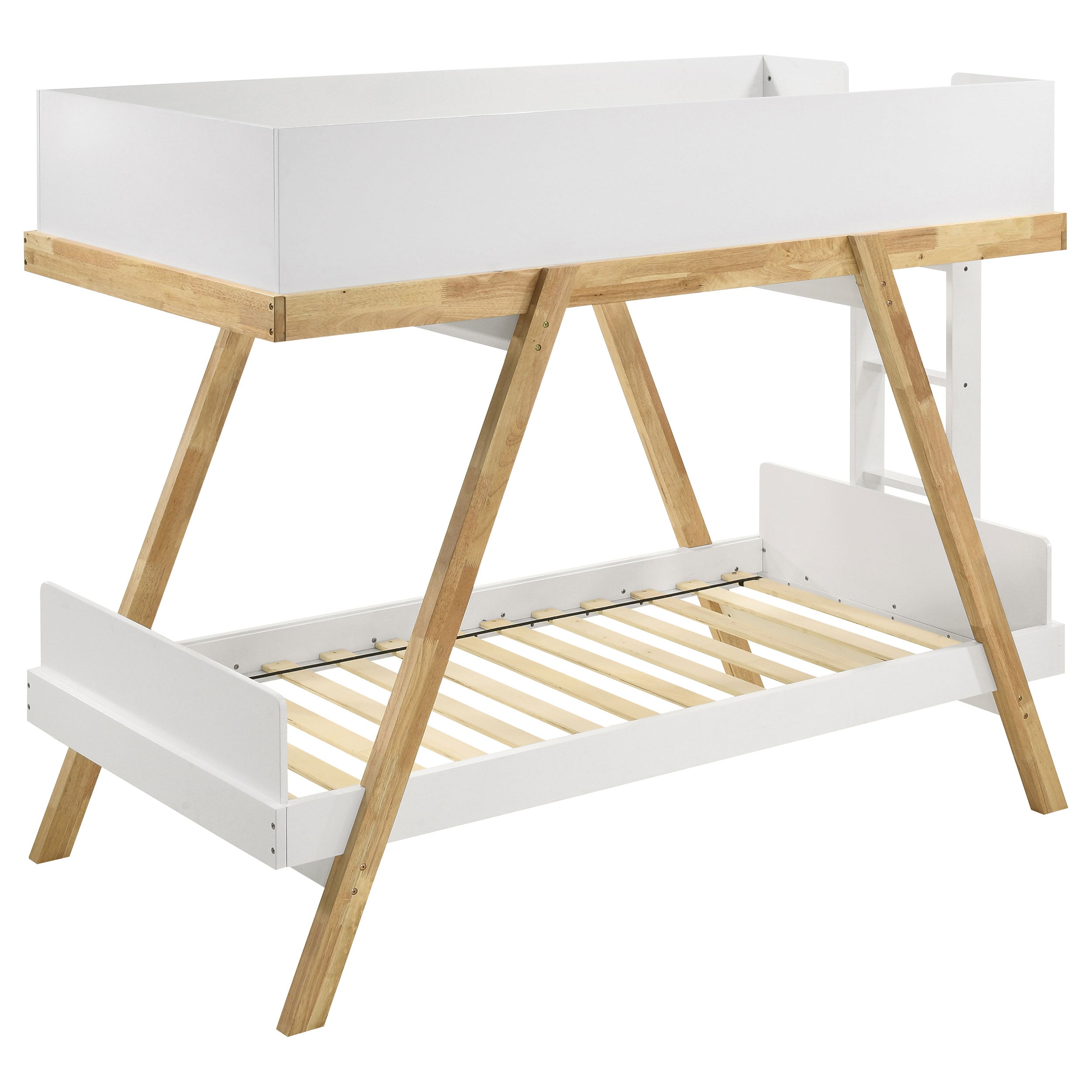 Frankie Wood Twin Over Twin Bunk Bed White and Natural-