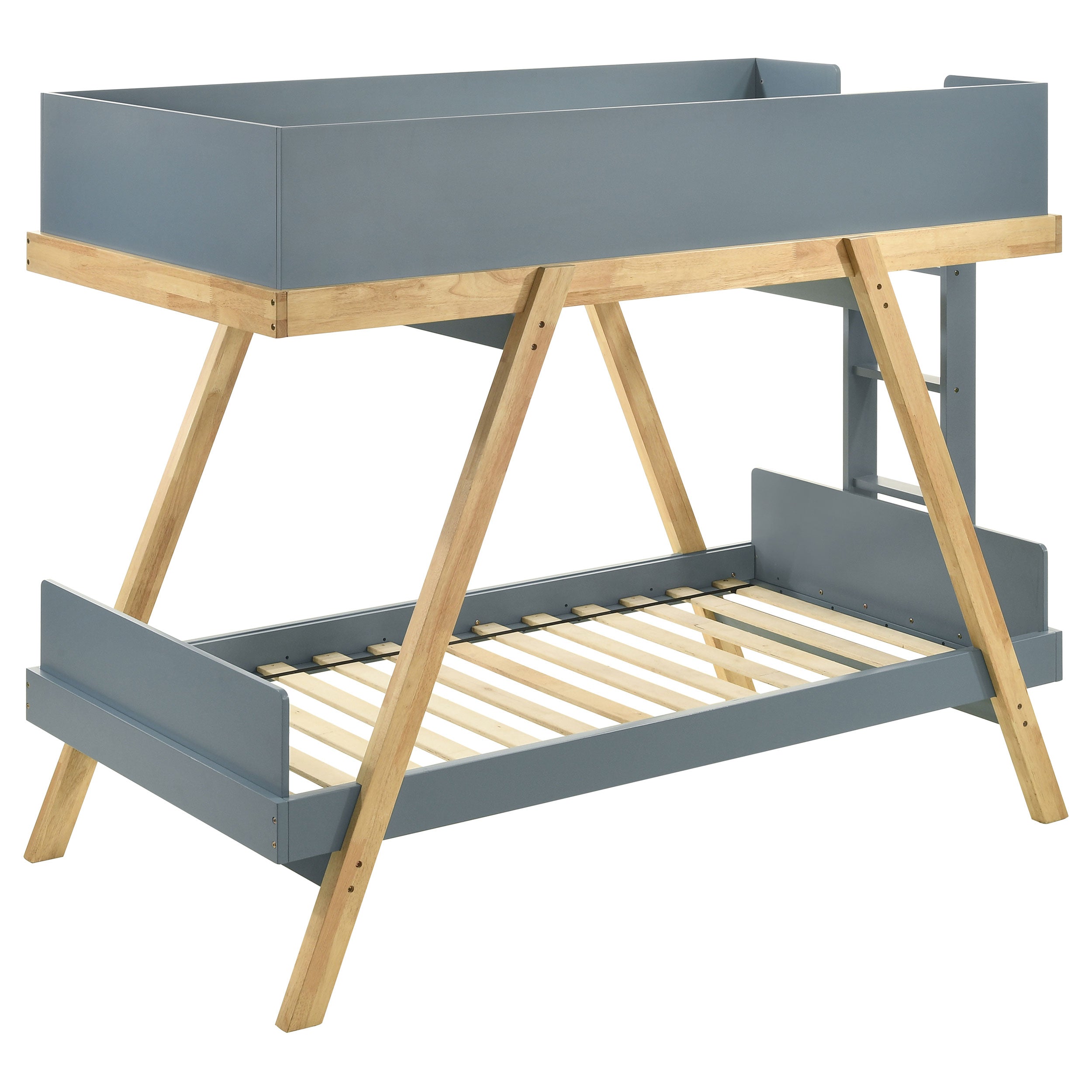 Frankie Wood Twin Over Twin Bunk Bed Blue and Natural-