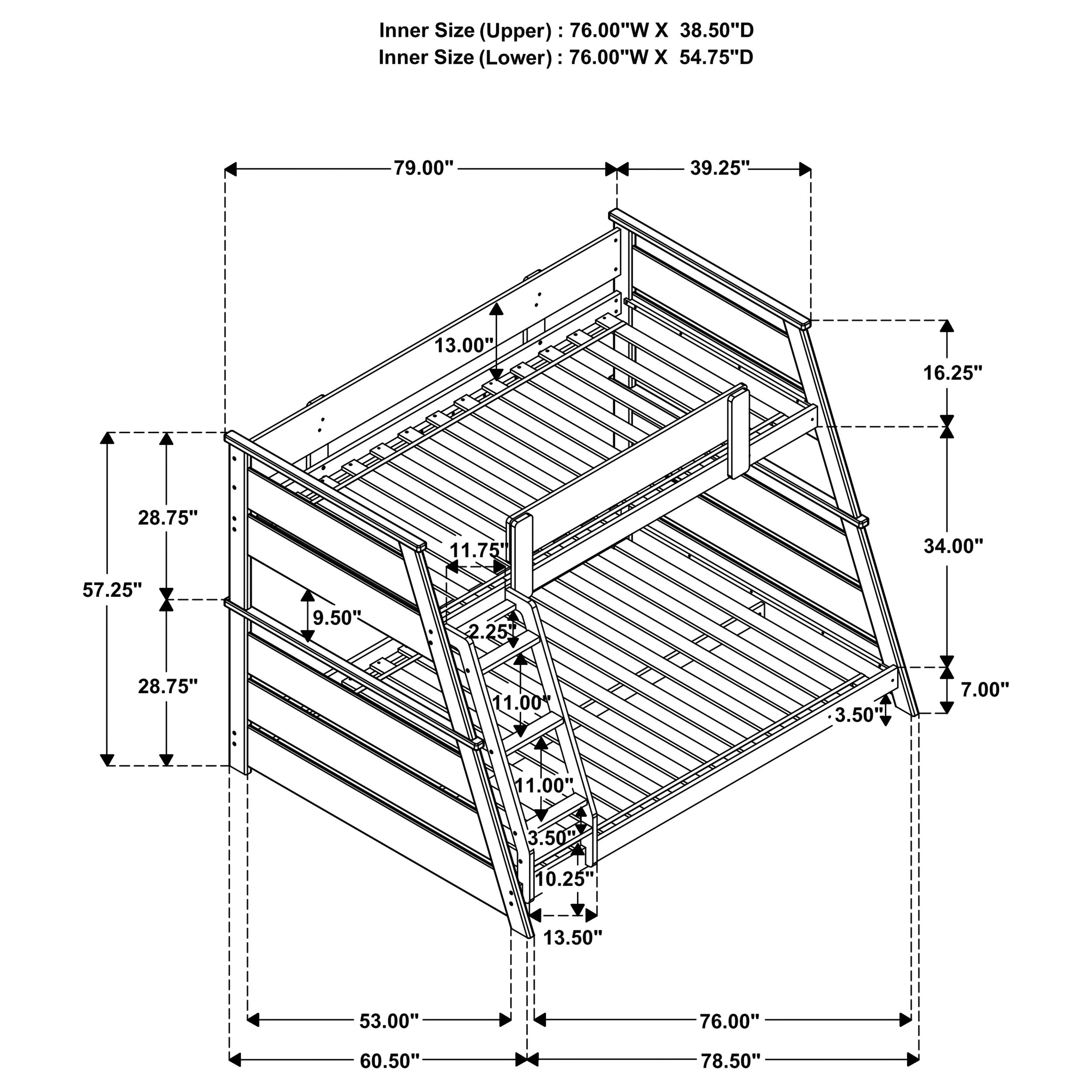 Holden Wood Veneer Twin Over Full Bunk Bed Walnut-