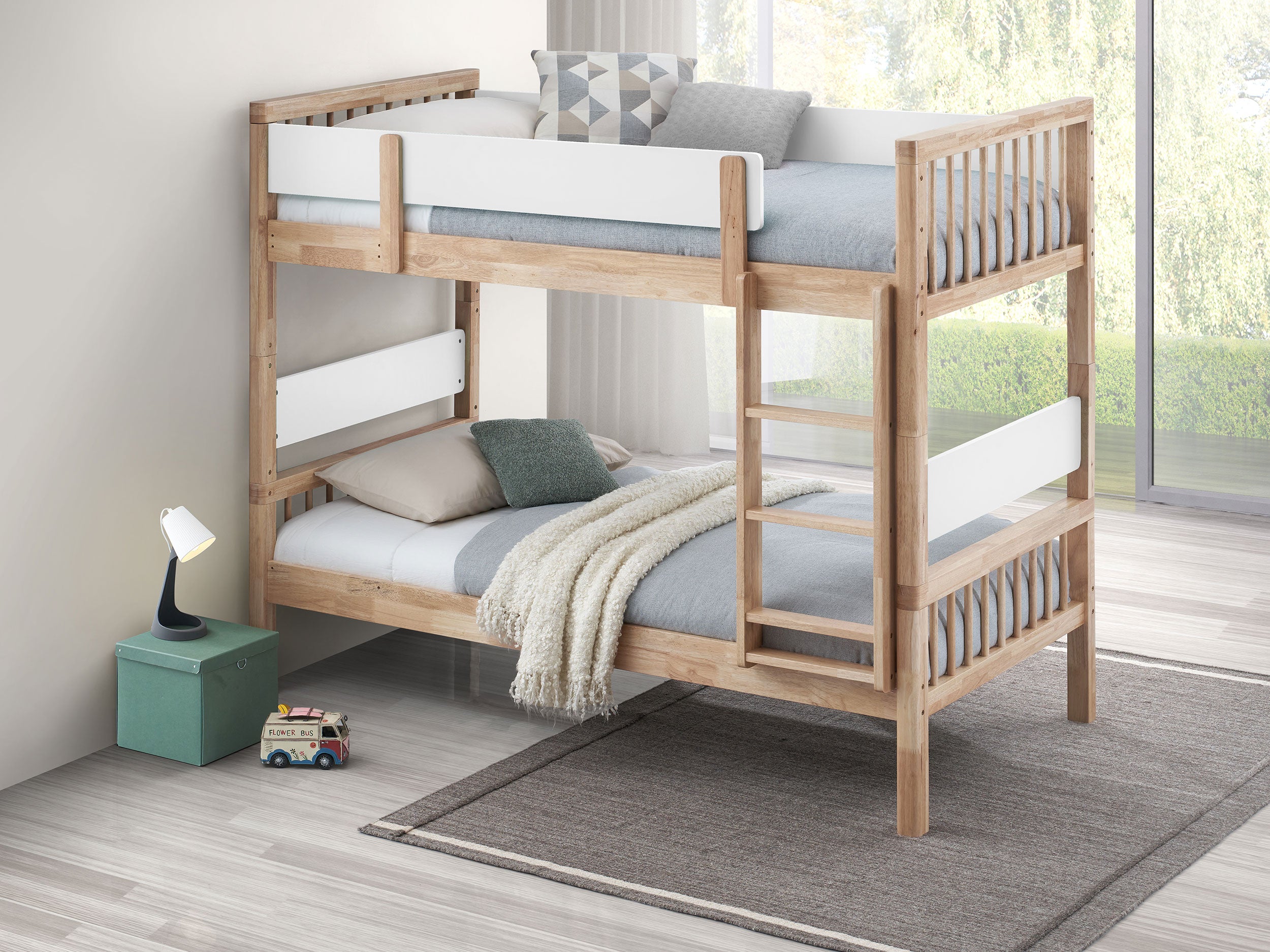 Dakota Wood Twin Over Twin Bunk Bed Natural-