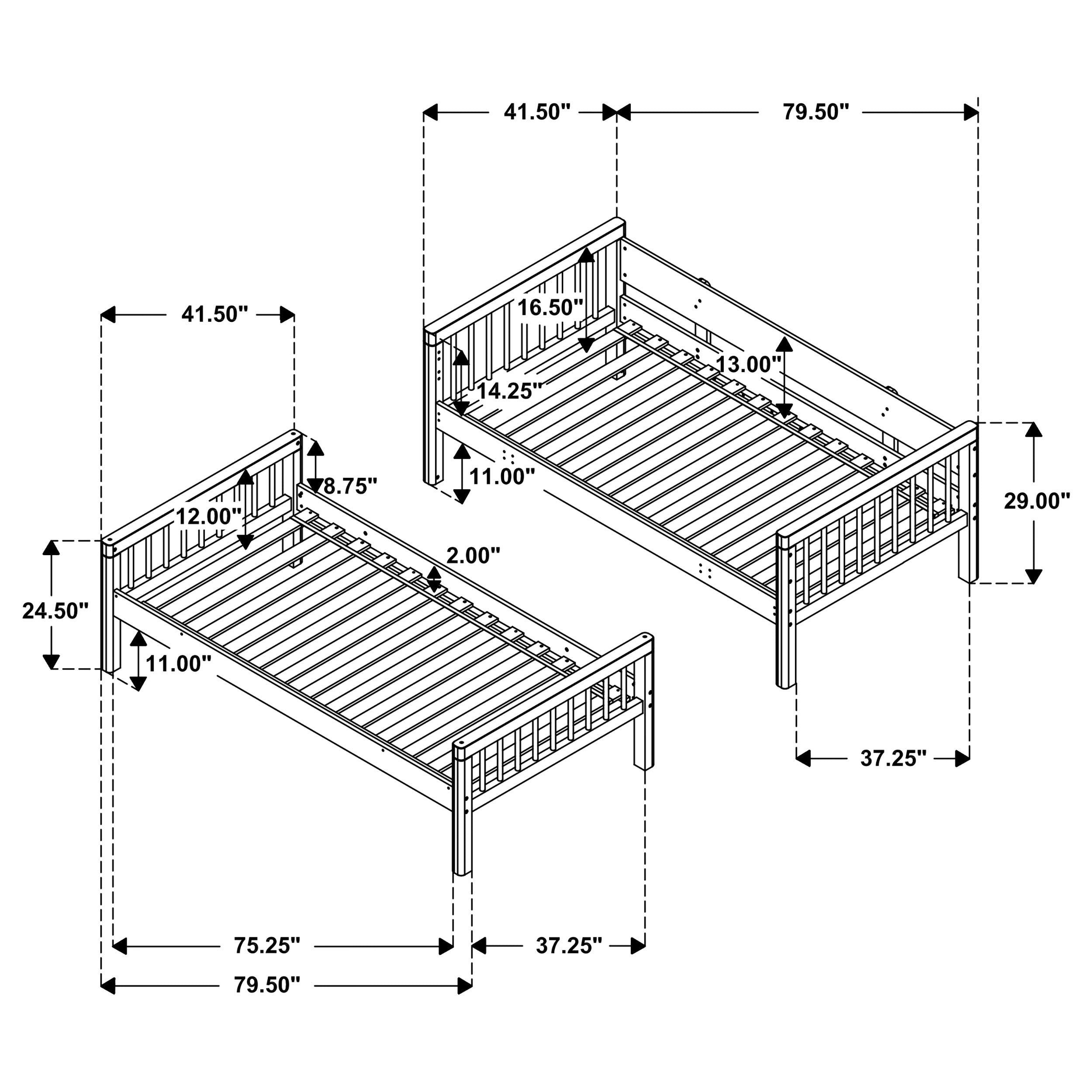 Dakota Wood Twin Over Twin Bunk Bed Natural-