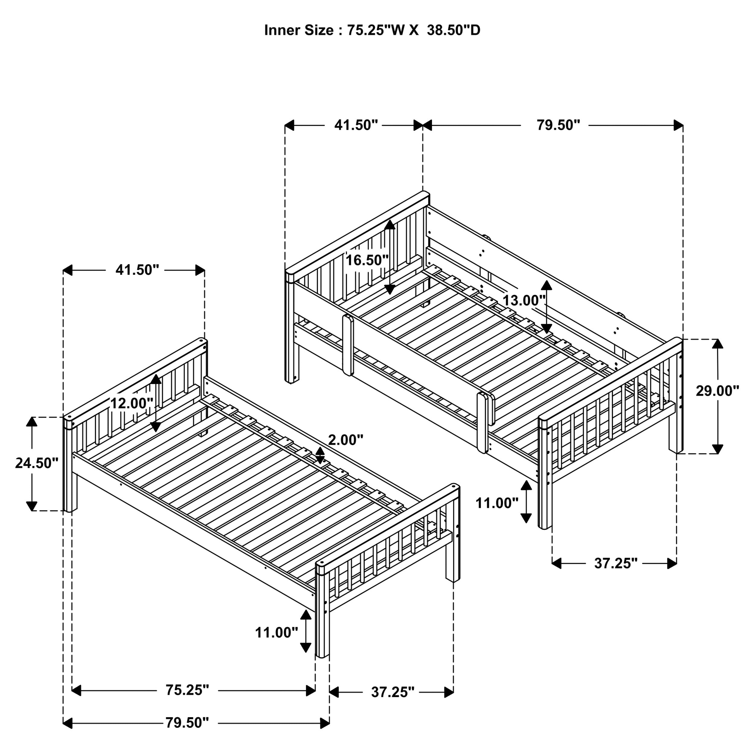 Dakota Wood Twin Over Twin Bunk Bed Natural-