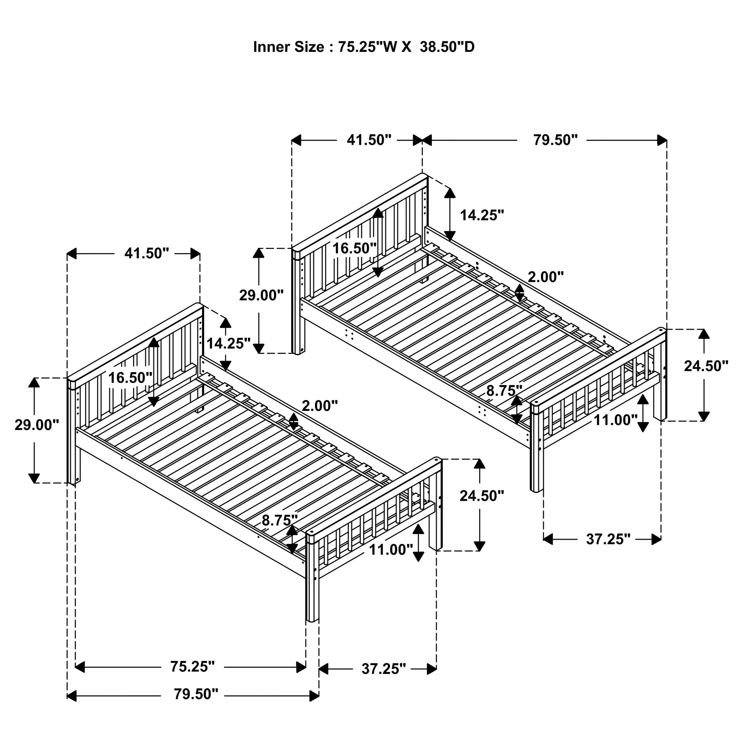 Dakota Wood Twin Over Twin Bunk Bed Natural-