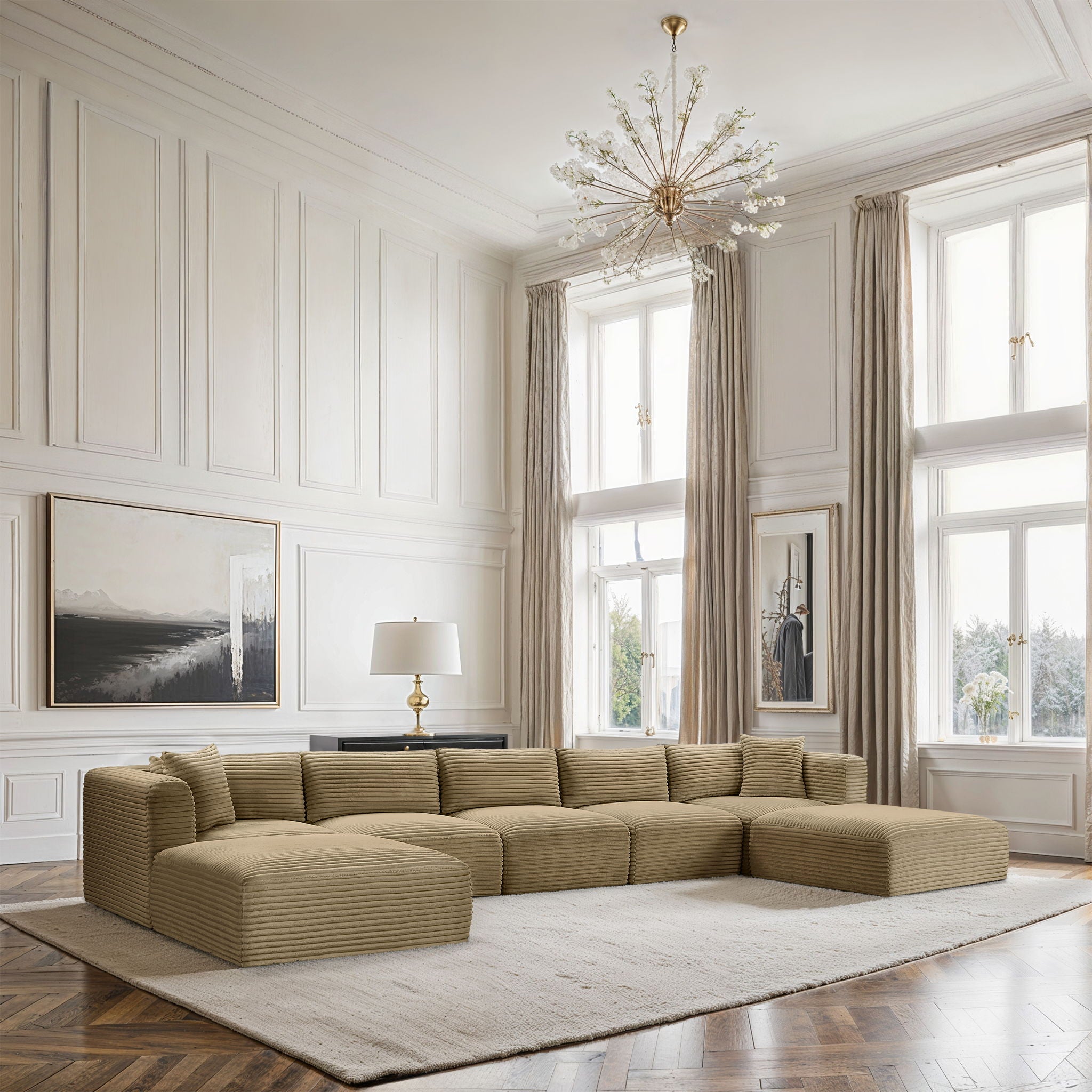 Shaggy - 7 Piece Modular Sectional With 2 Ottomans