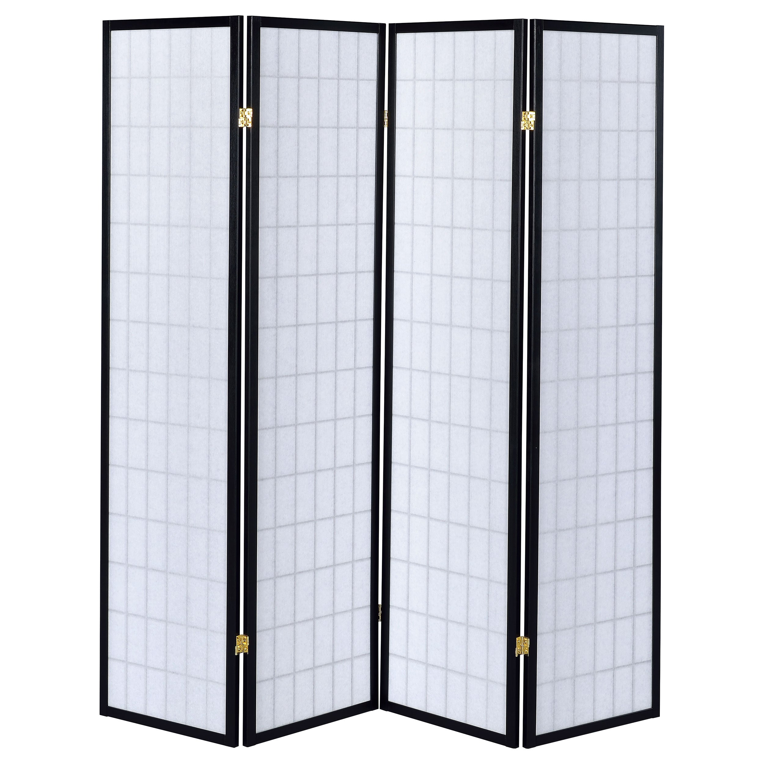 Roberto 4-Panel Room Divider Folding Shoji Screen Black-CoasterEveryday