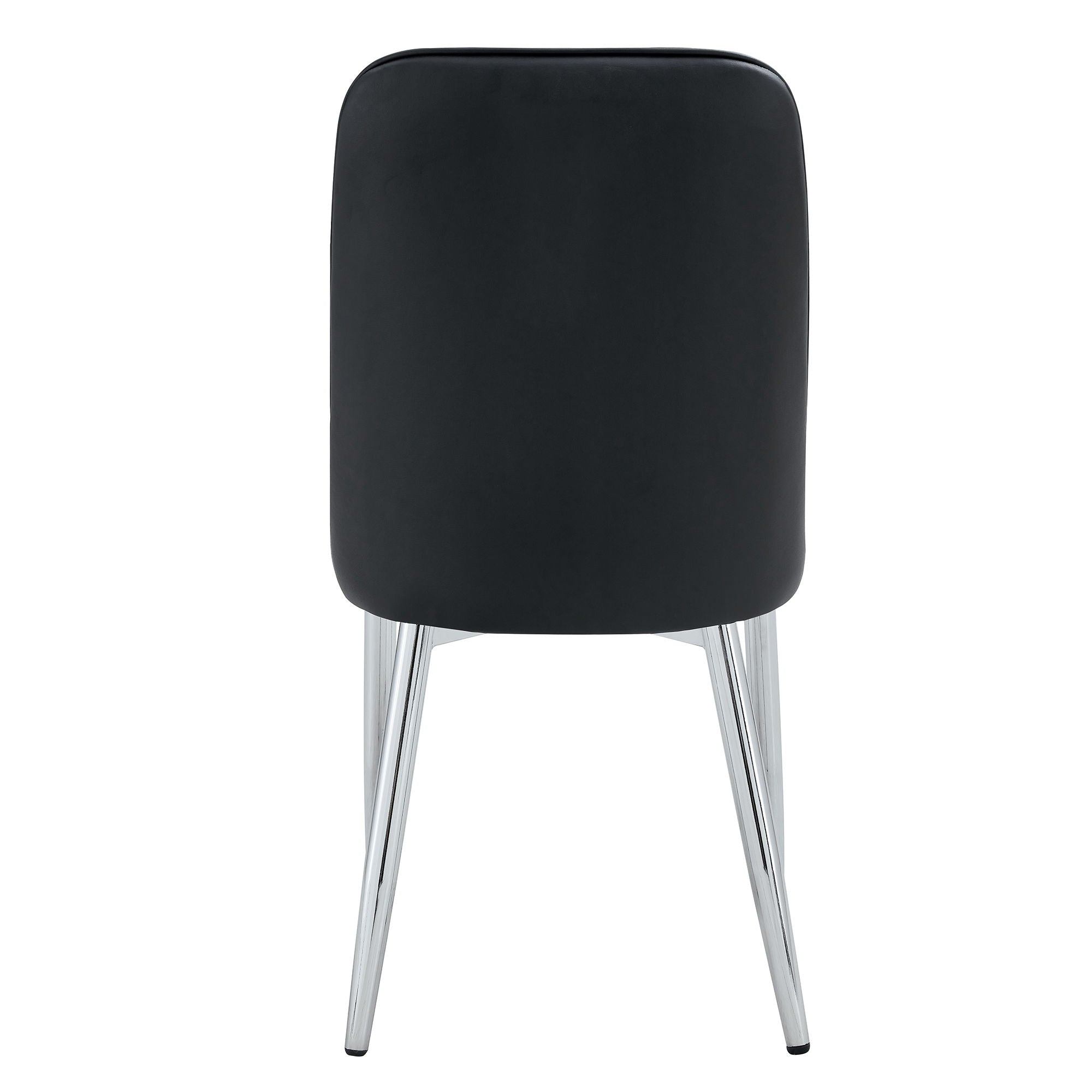 Modern Dining Chairs (Set of 4) With Backrest And Silver Metal Legs For Home And Office - Black