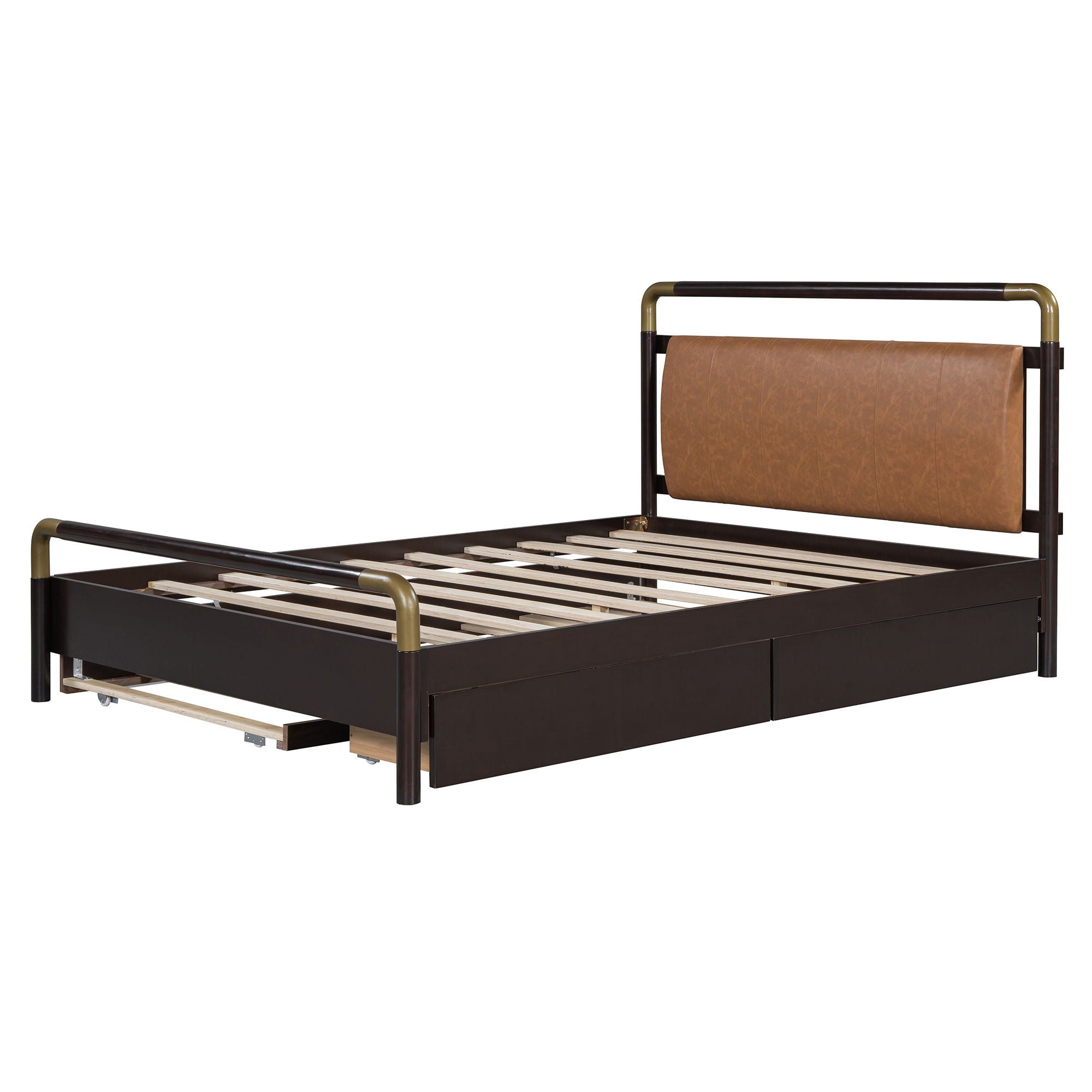 Storage Platform Bed, With 2 Big Drawers, Trundle