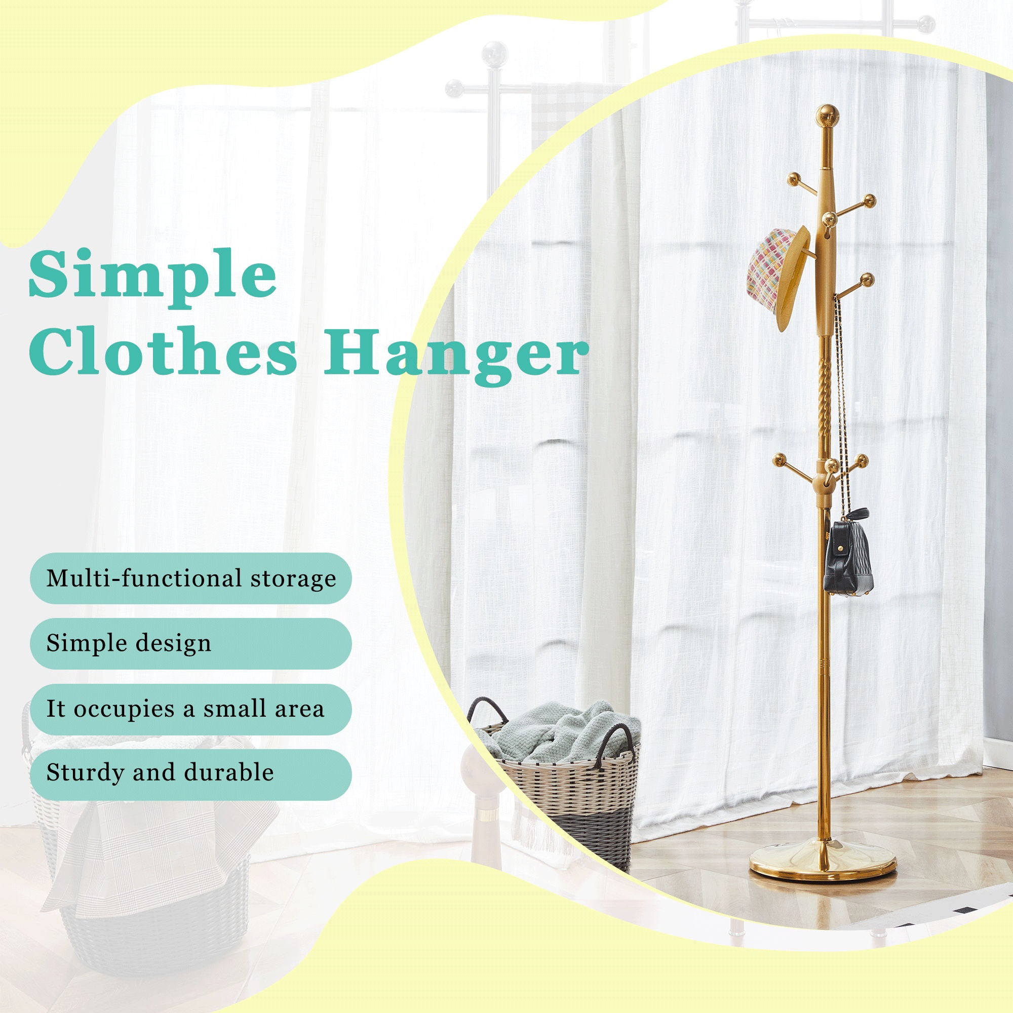 Modern Stainless Steel Spray Painted Hanger With Solid Wood Reinforcement