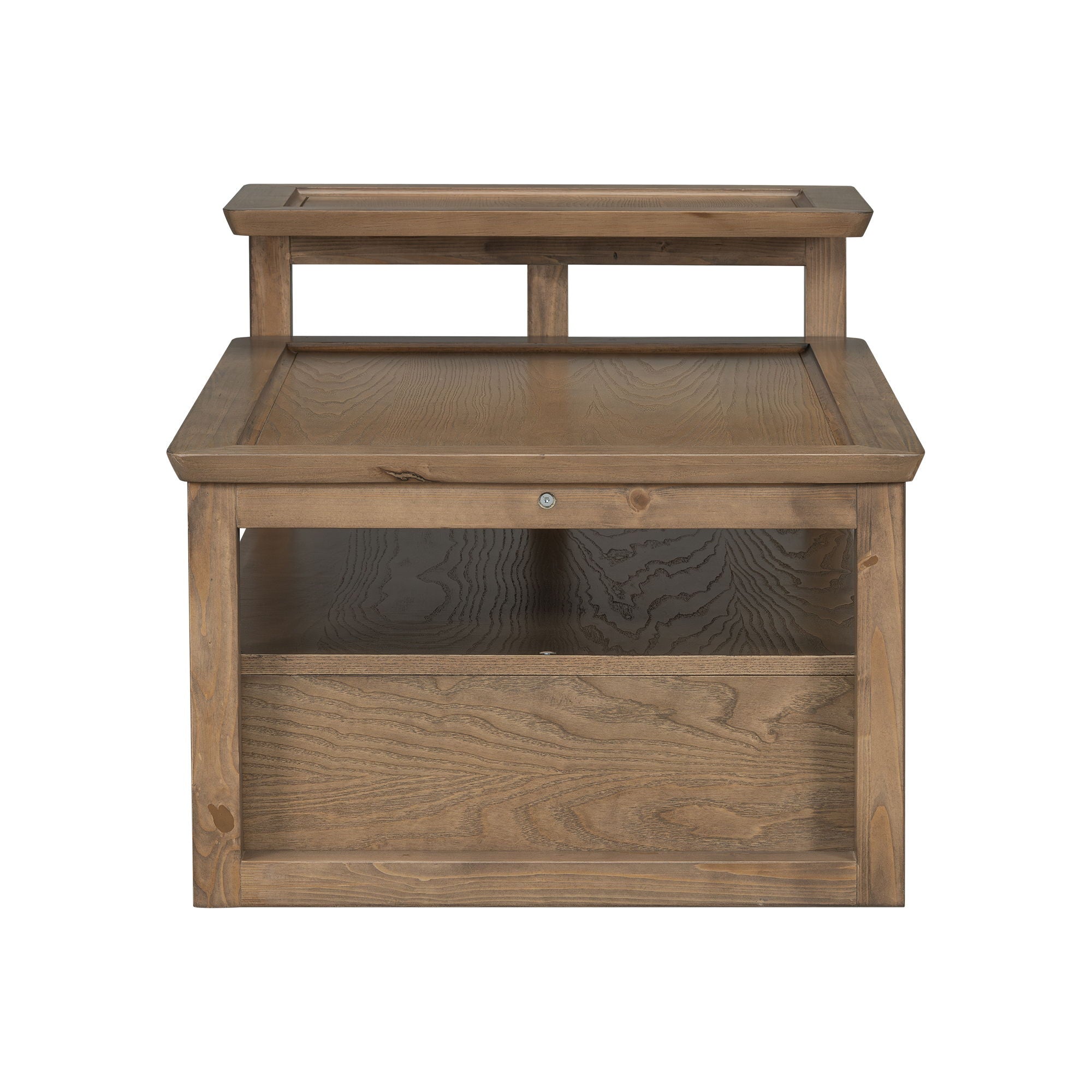 Coffee Table With 1 Storage Shelf, 2 Tabletops And 1 Rattan Drawer