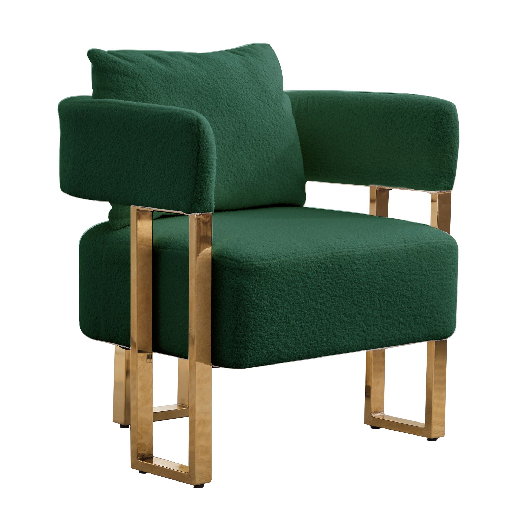 Modern Decorative Chair Teddy Fleece Upholstered And Metal Foot