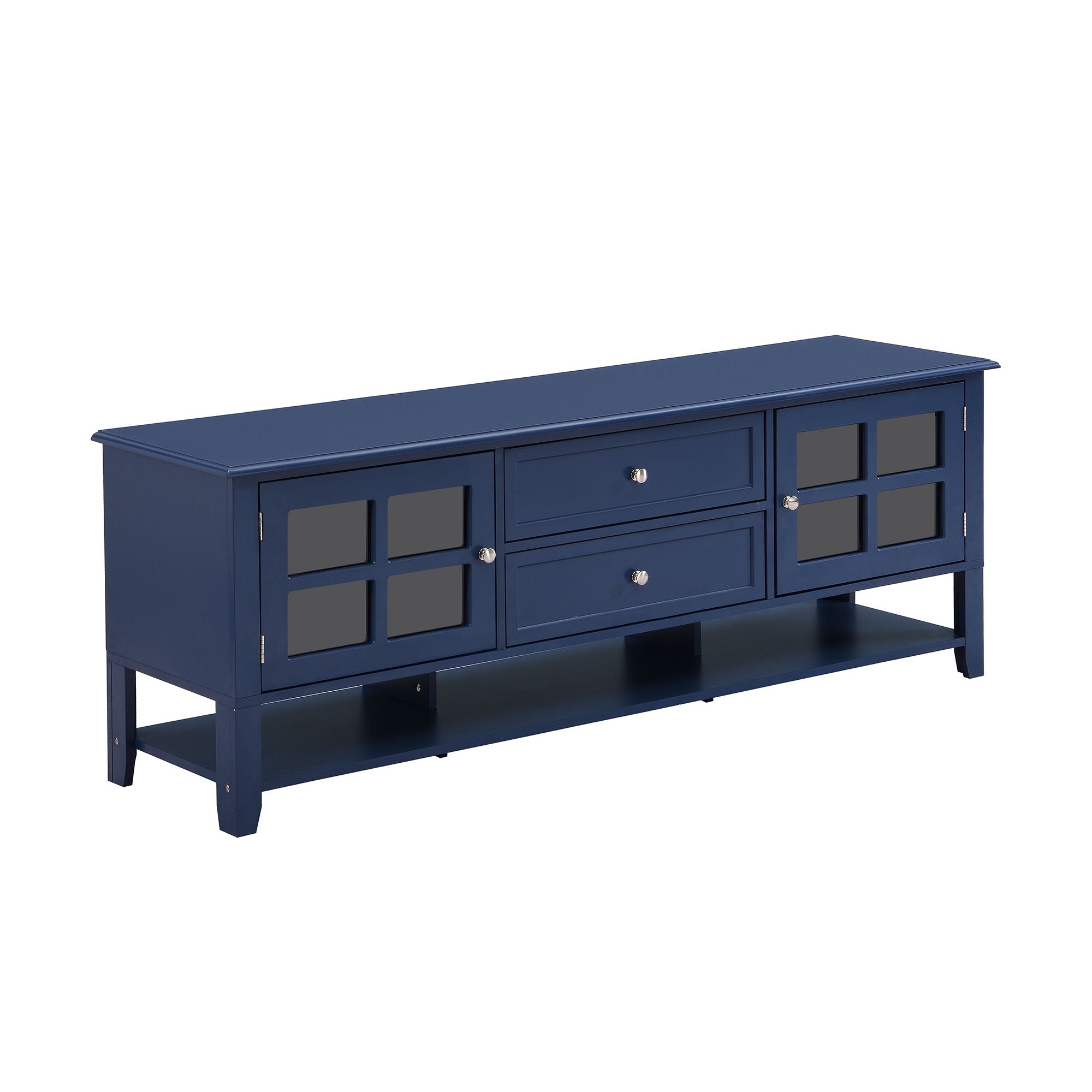 TV Stand, Entertainment Center With Dual Drawers And Hidden Storage, Cabinet With Soft Closing Doors And Sleek Panel Design