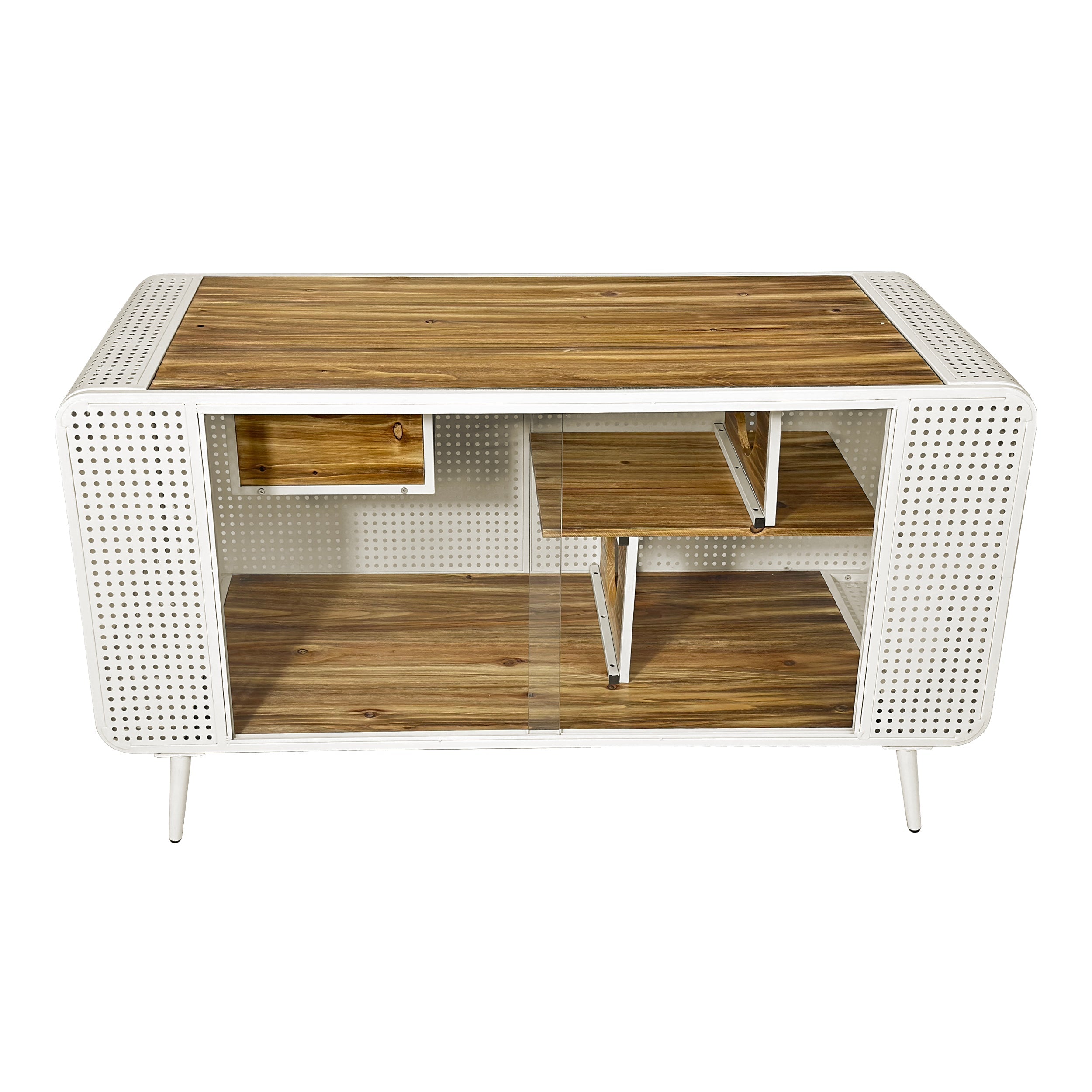 55.12' Spacious Cat House with Tempered Glass (White)