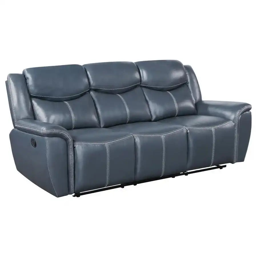 Sloane - Upholstered Padded Arm Reclining Sofa - Blue - Best Buy Furniture