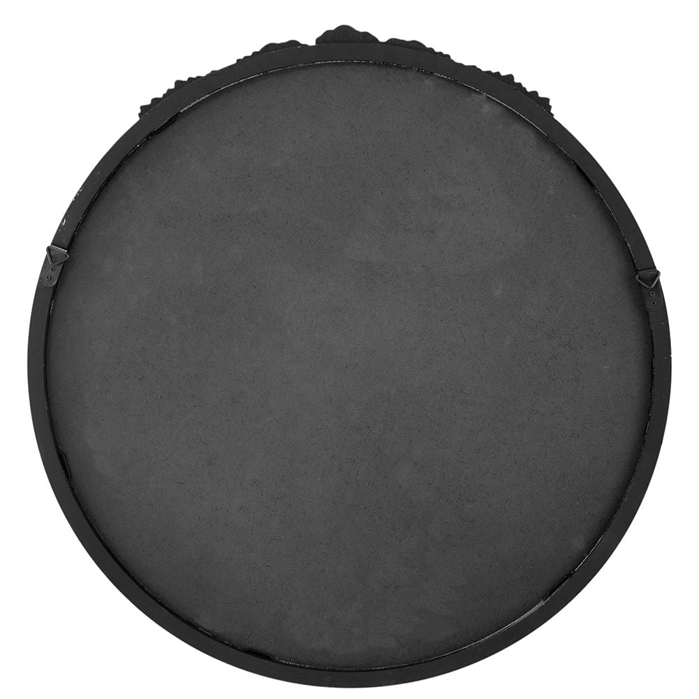 Round Hand Carved Rose Antique Mirror Frame, Wall Mirror For Live Space