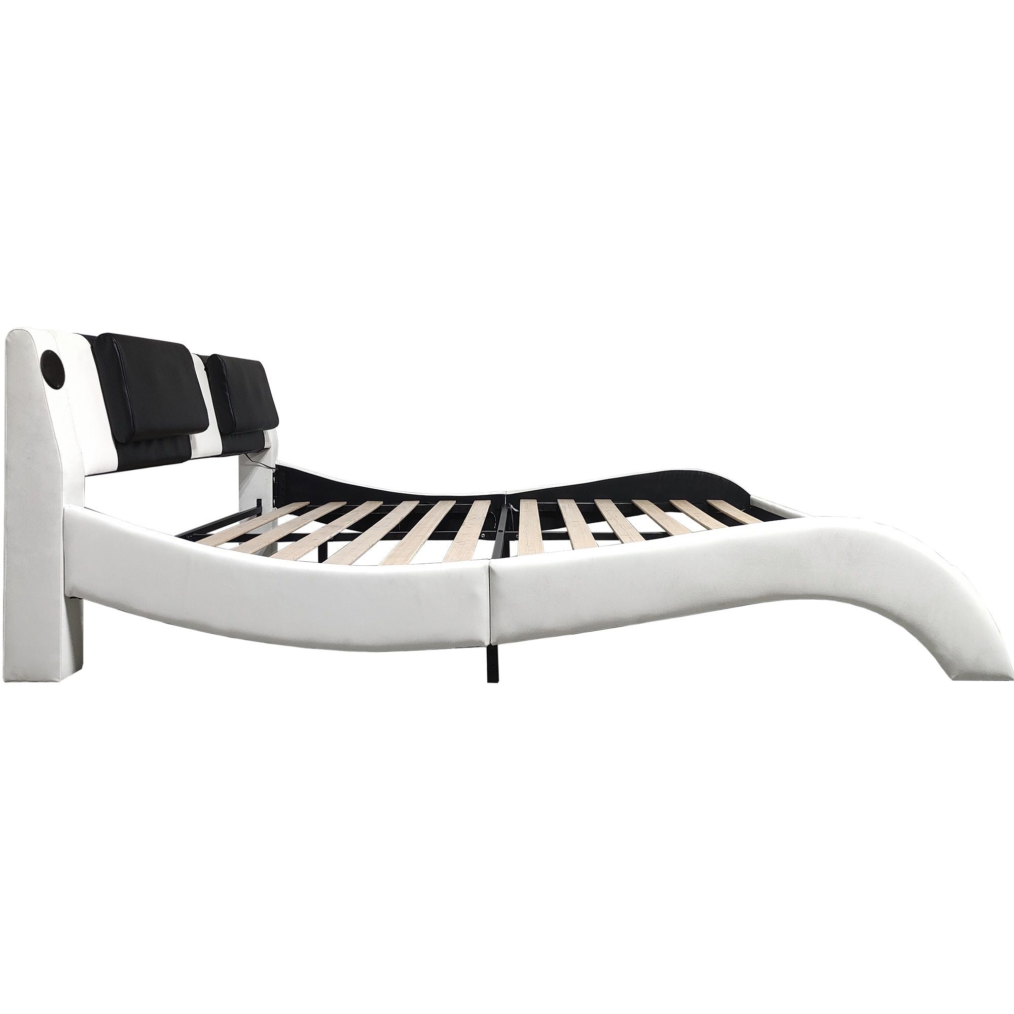 Platform Bed Frame With LED Lighting, Bluetooth Music, Vibration Massage