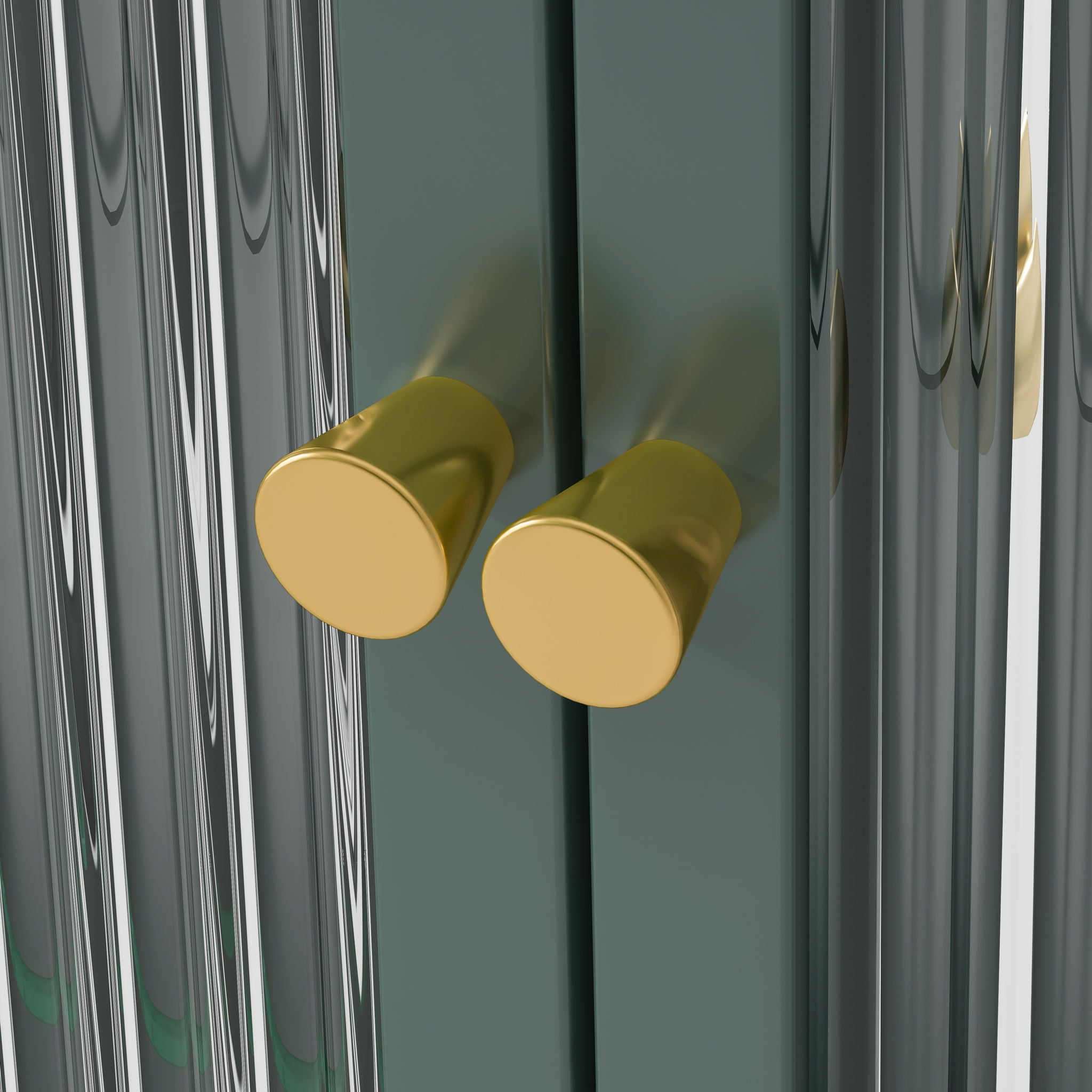 Arched Wall Mounted Cabinet, 3 Door Storage For Kitchen - Dark Green